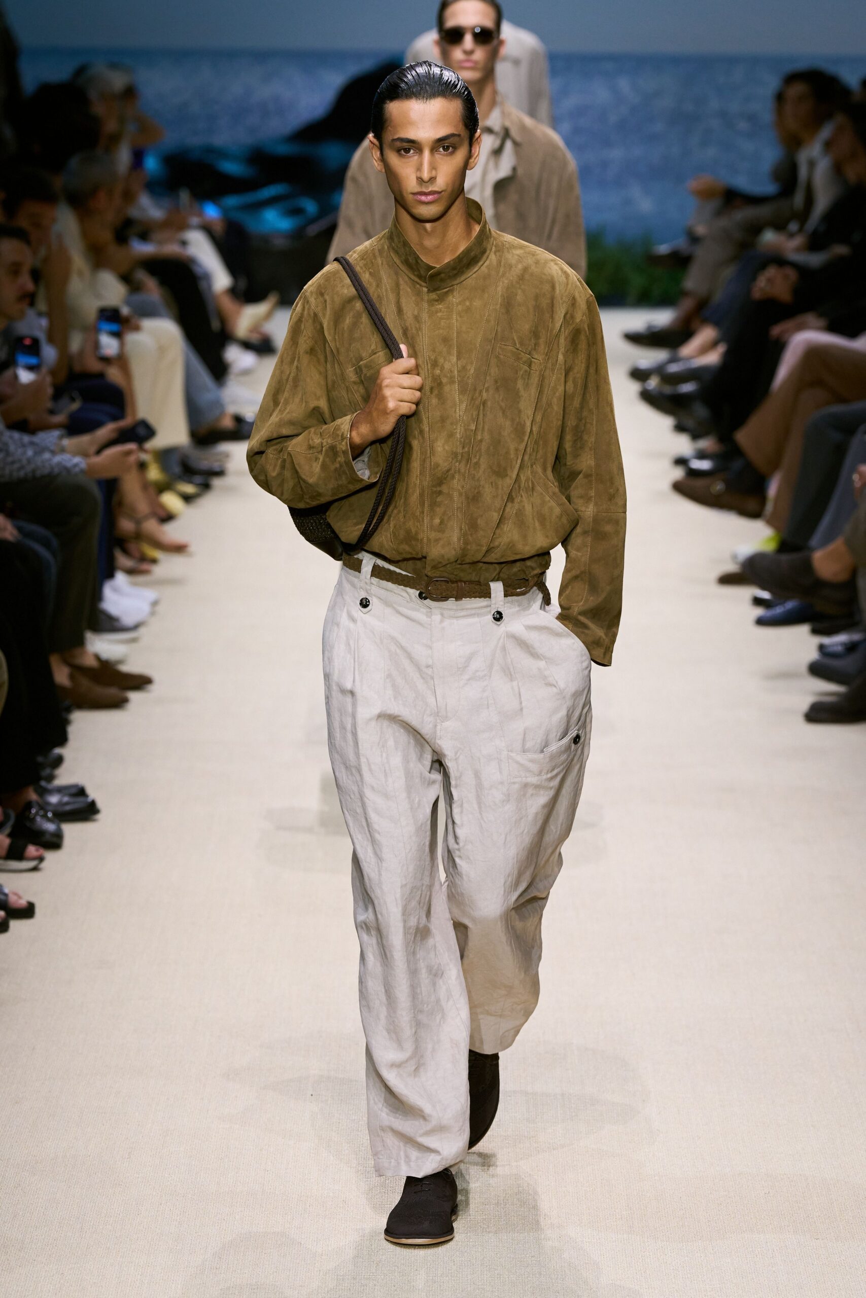 brown cotton shirt beige linen pants