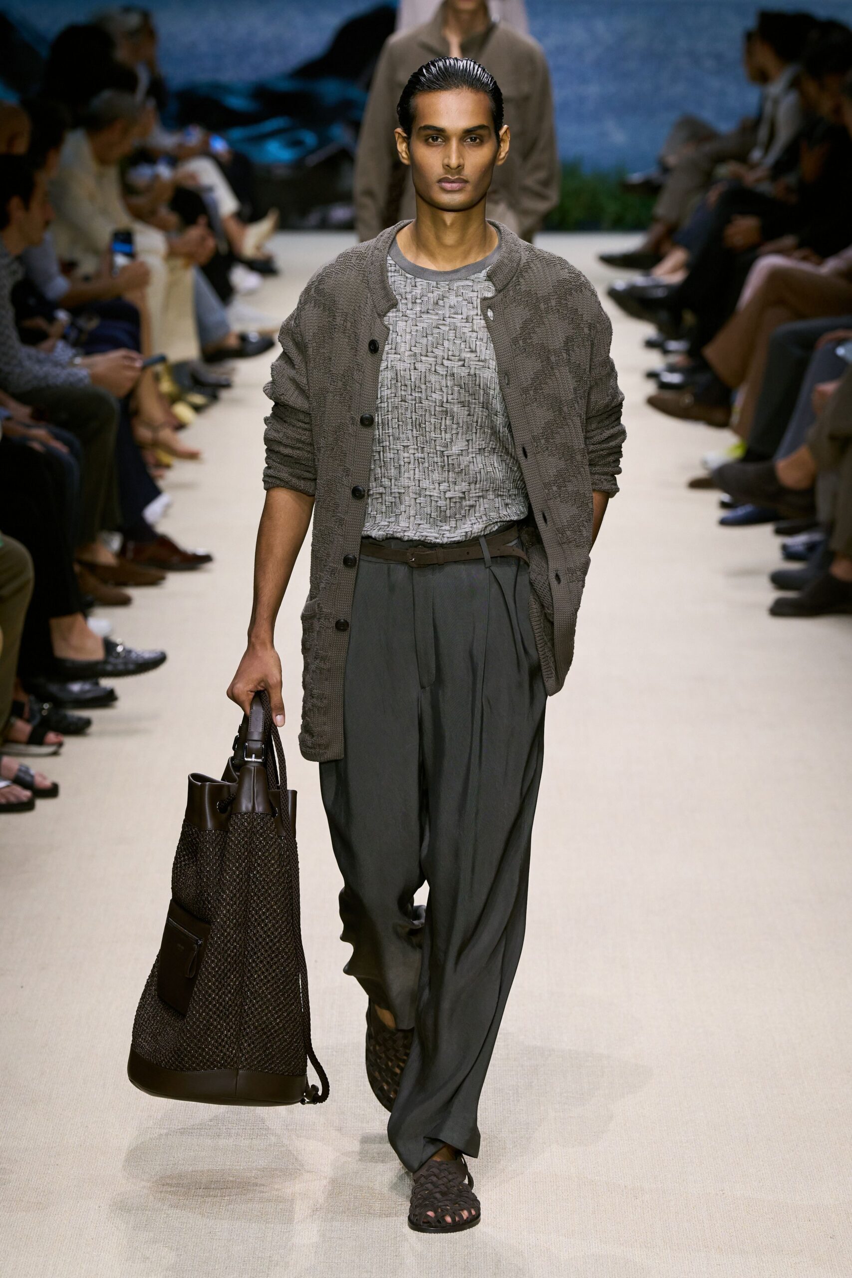 brown leather textured bag
