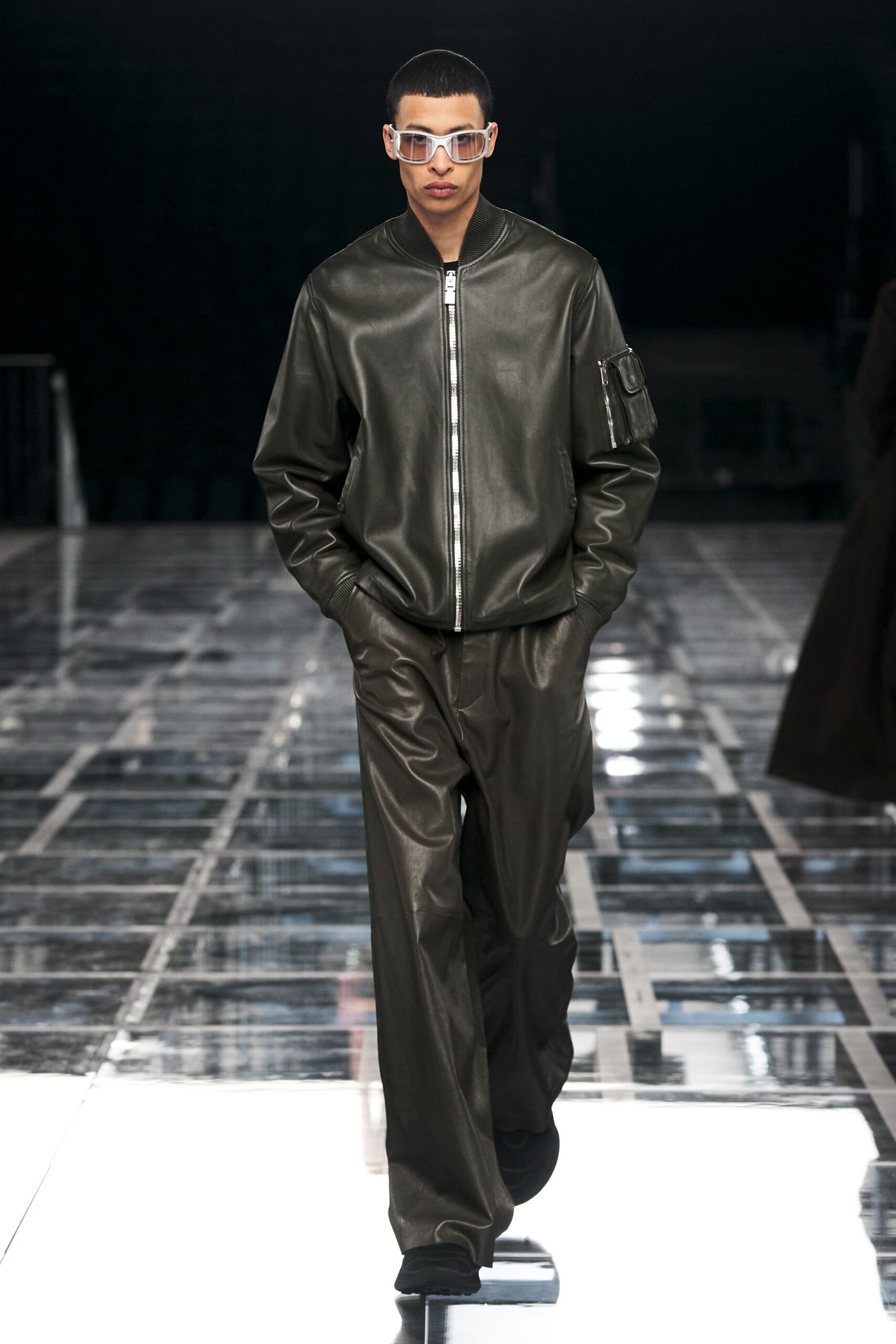 black leather jacket and pants