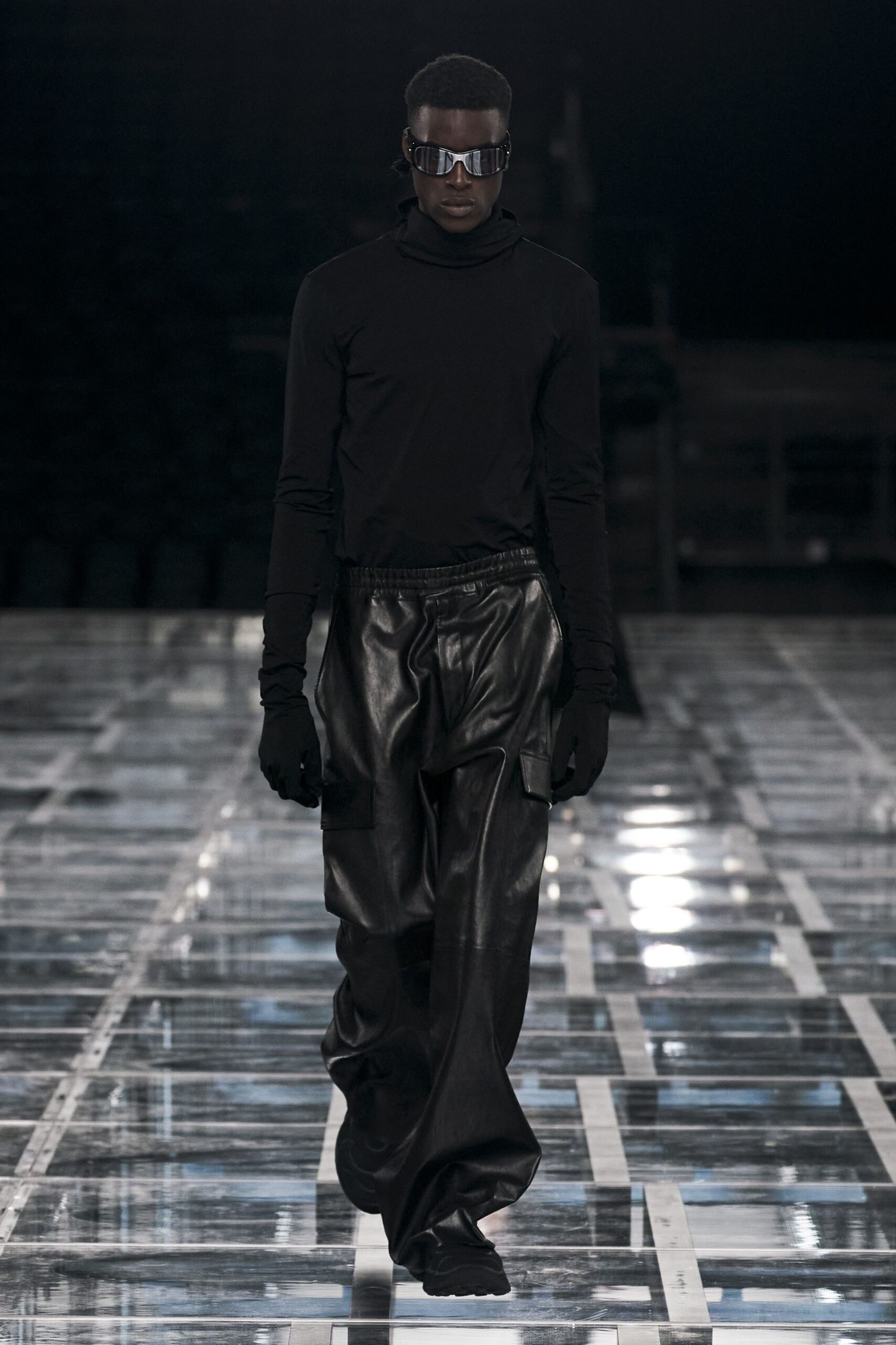 black fitted top with relaxed pants