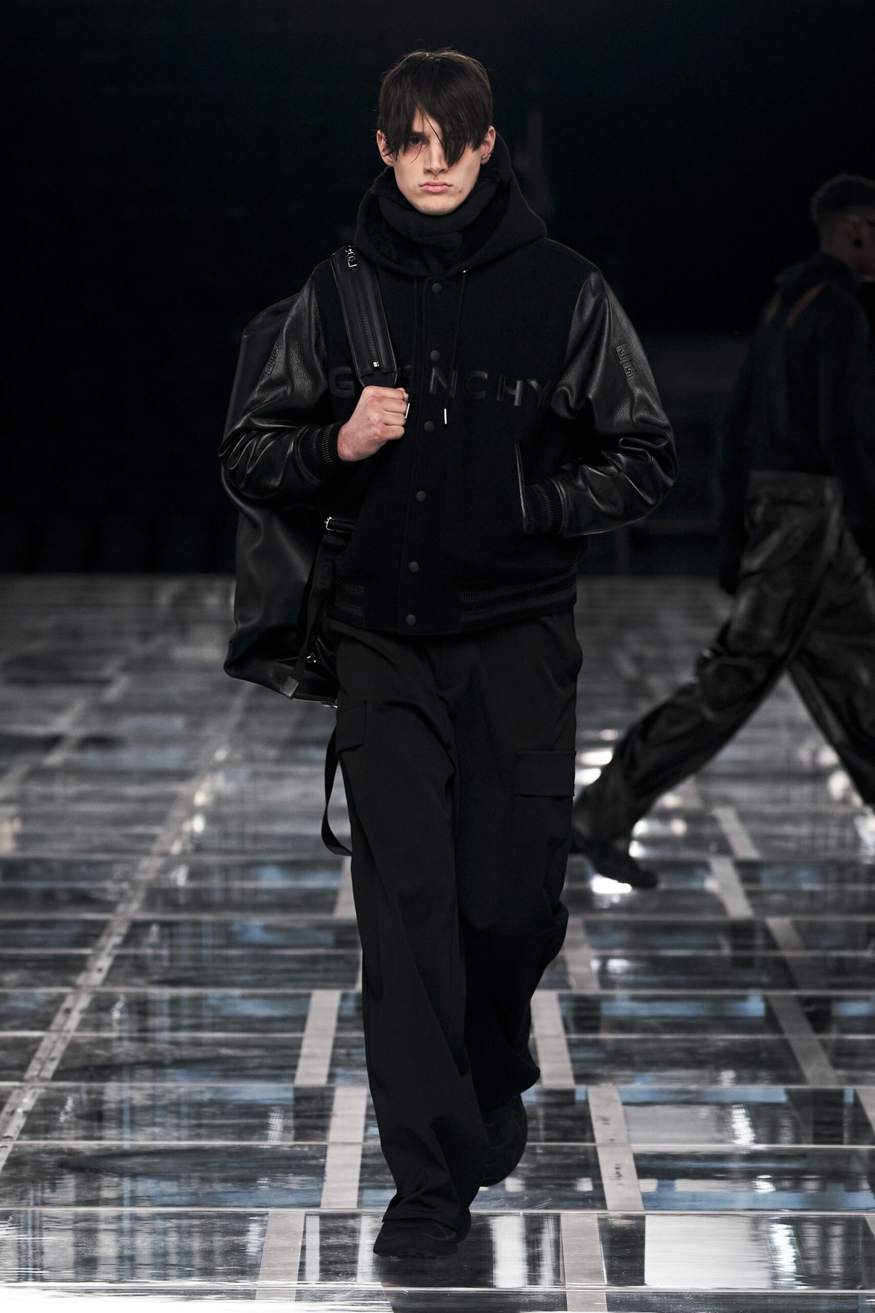 black cotton hooded relaxed hoodie