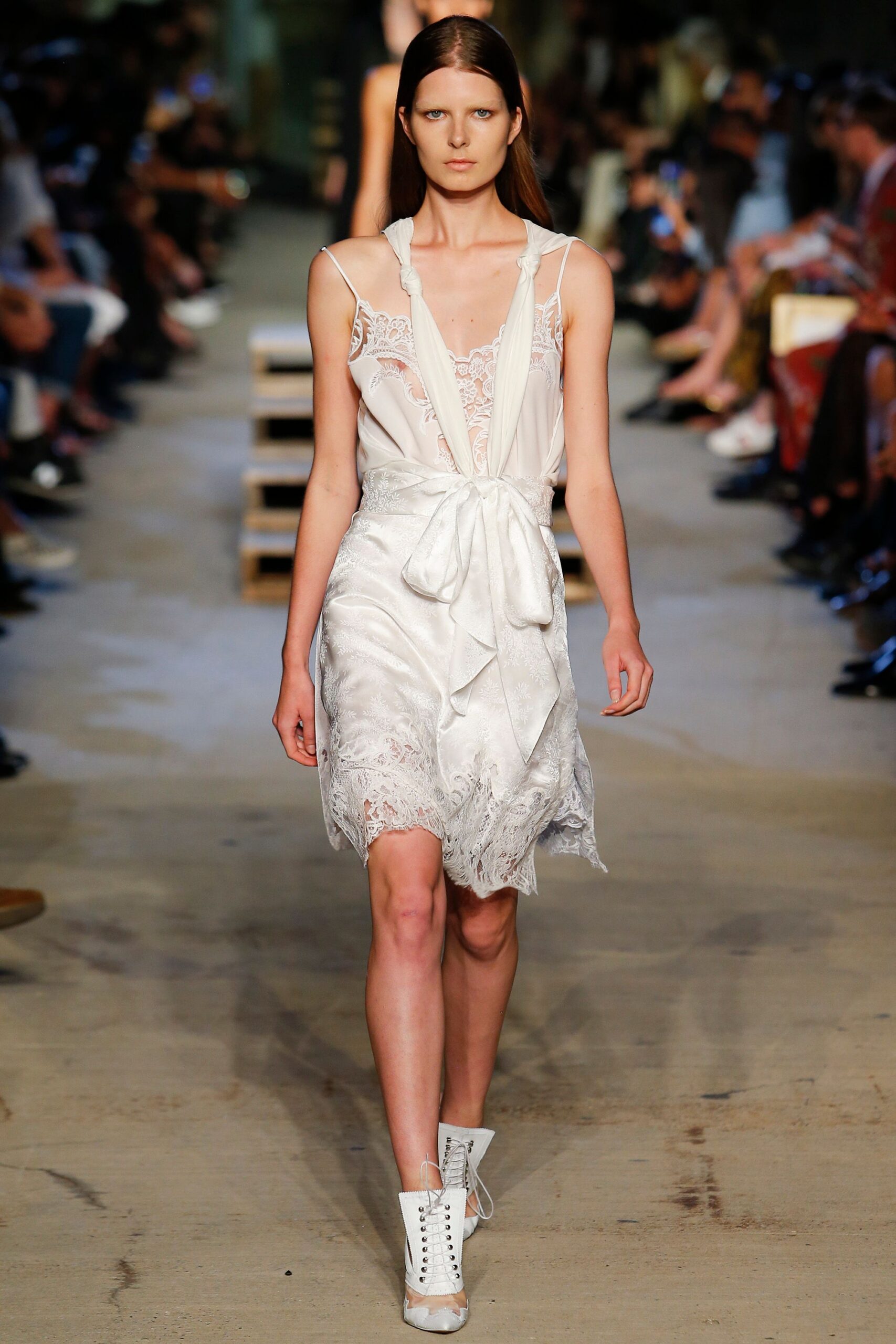 white lace fitted dress with shoes