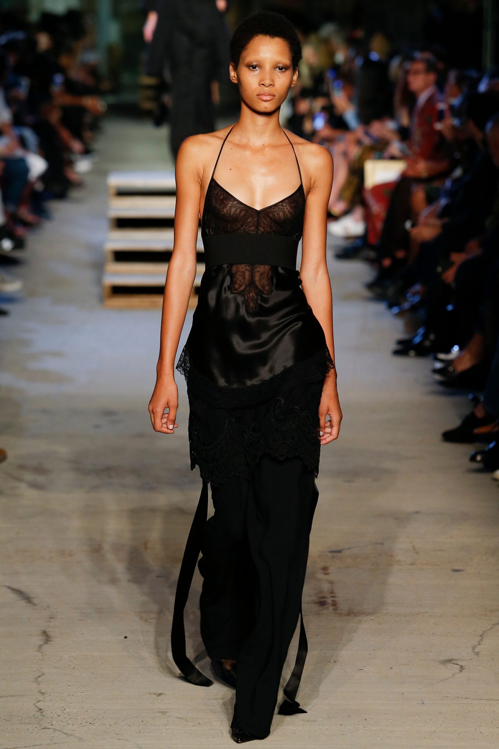 black silk sleeveless dress