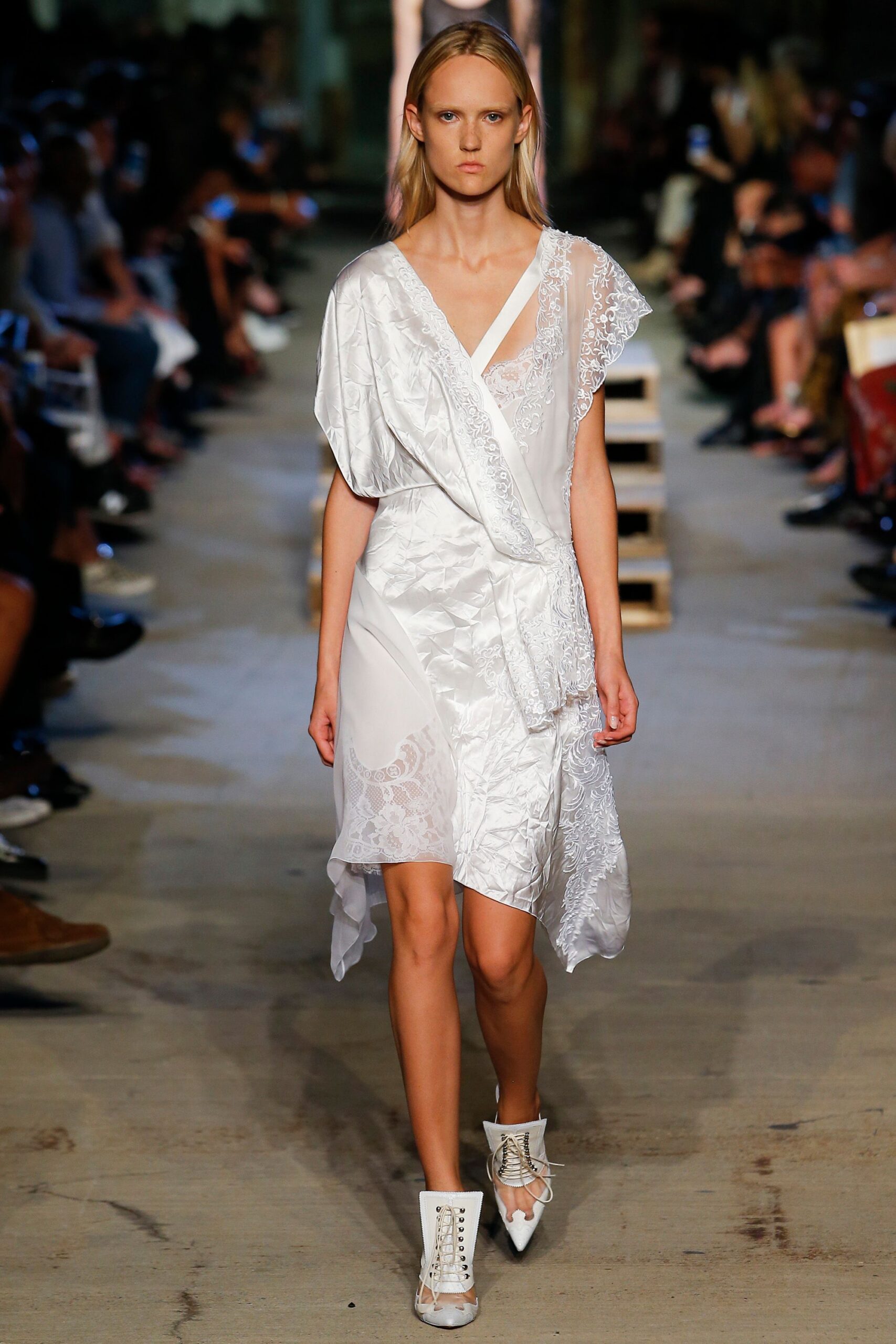white silk embroidered midi dress