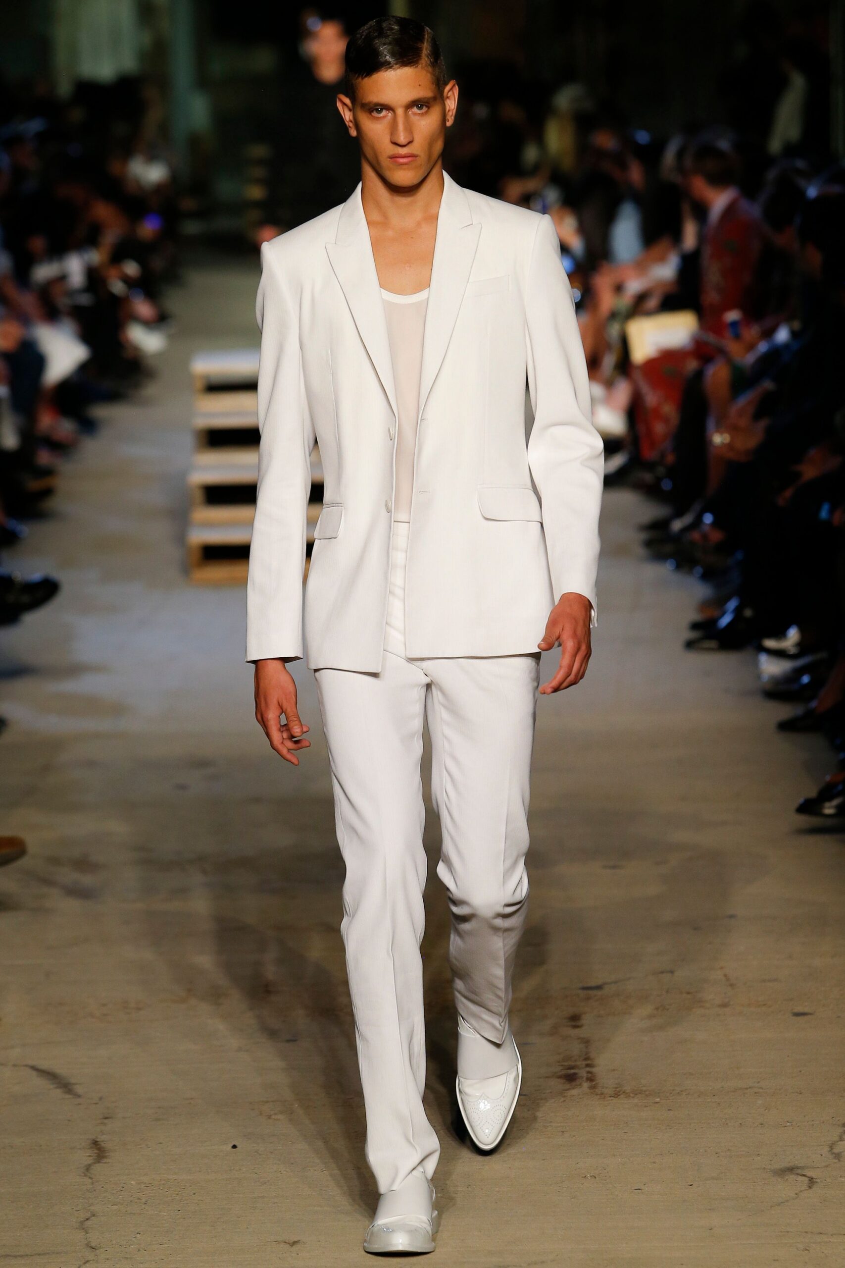 white tailored suit with shoes
