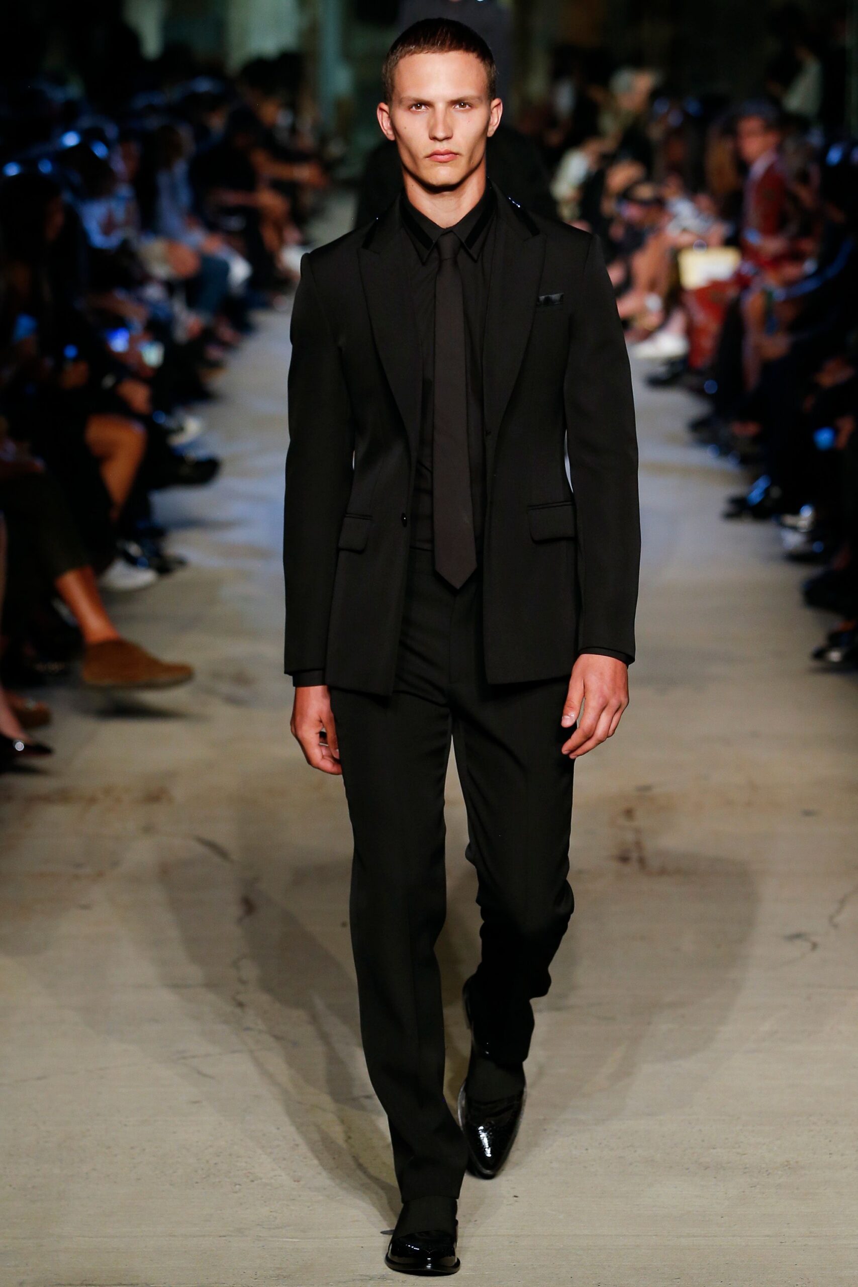 black tailored suit and shoes
