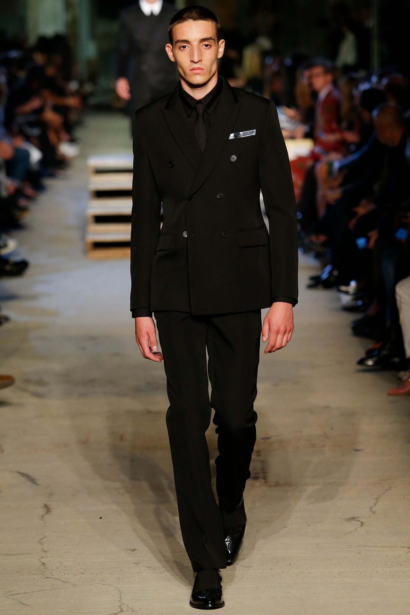 black tailored suit with shoes
