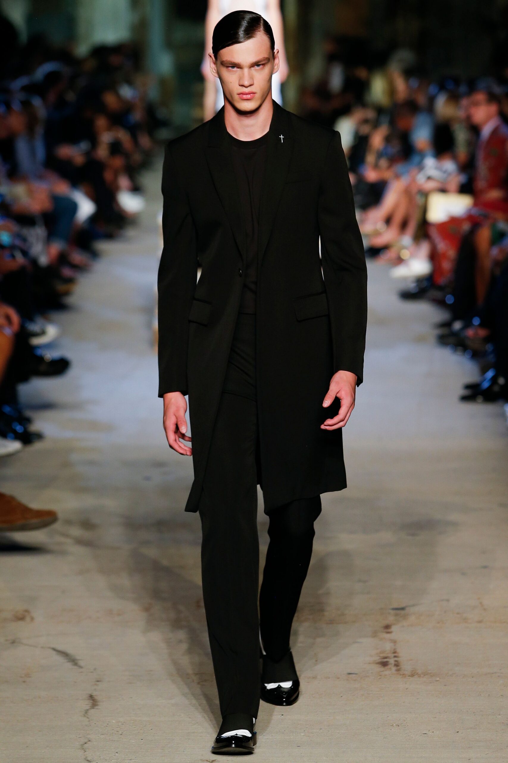 black tailored suit with shirt