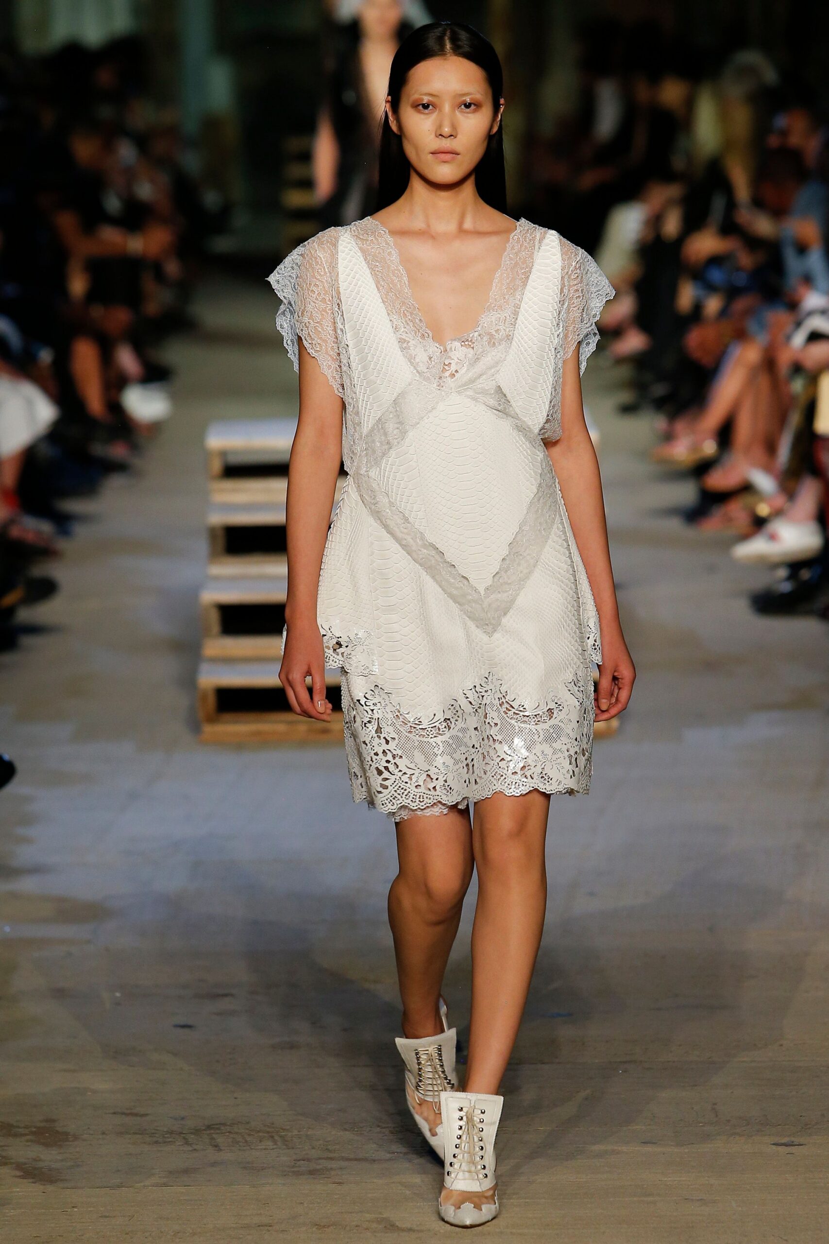 white embroidered mini dress with cutout shoes