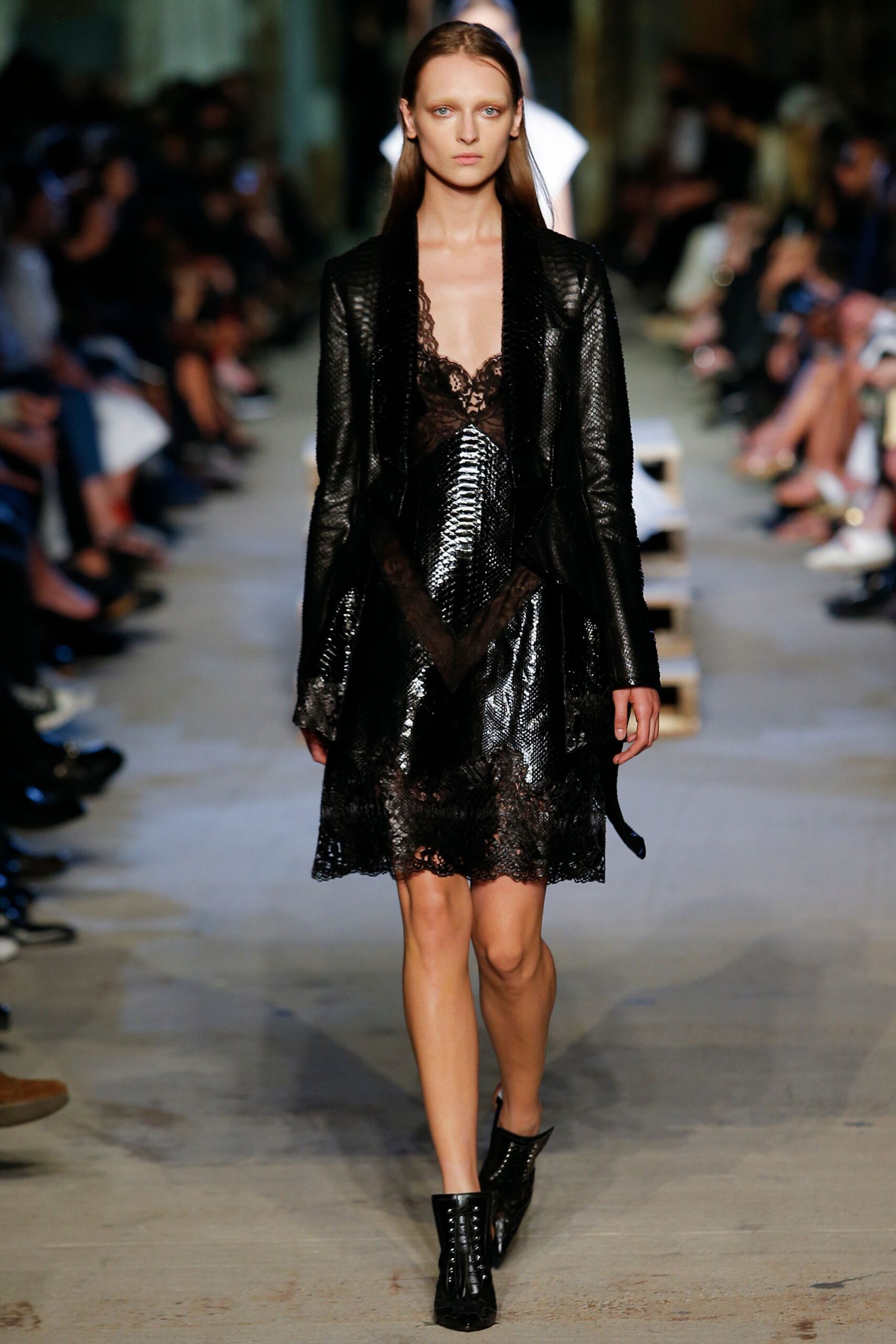 black leather sleeveless dress with jacket