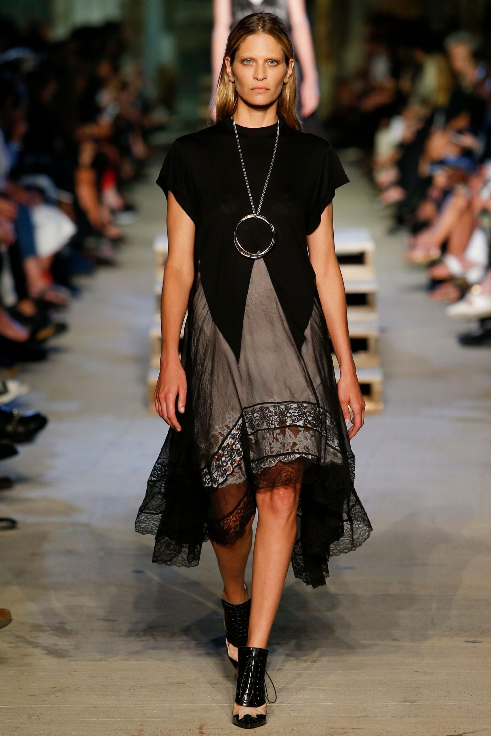 black layered midi dress with shoes