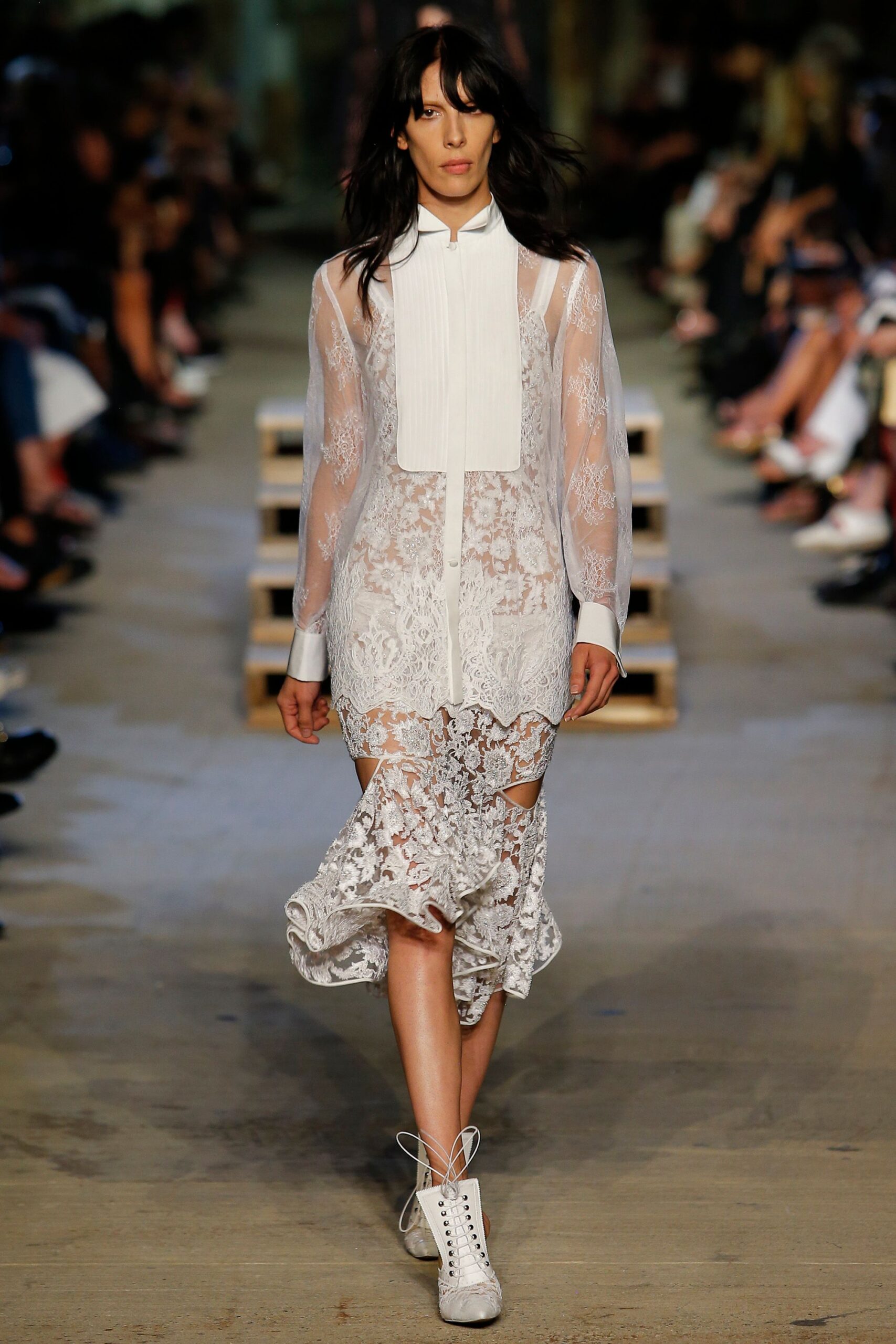 white lace midi dress with shoes