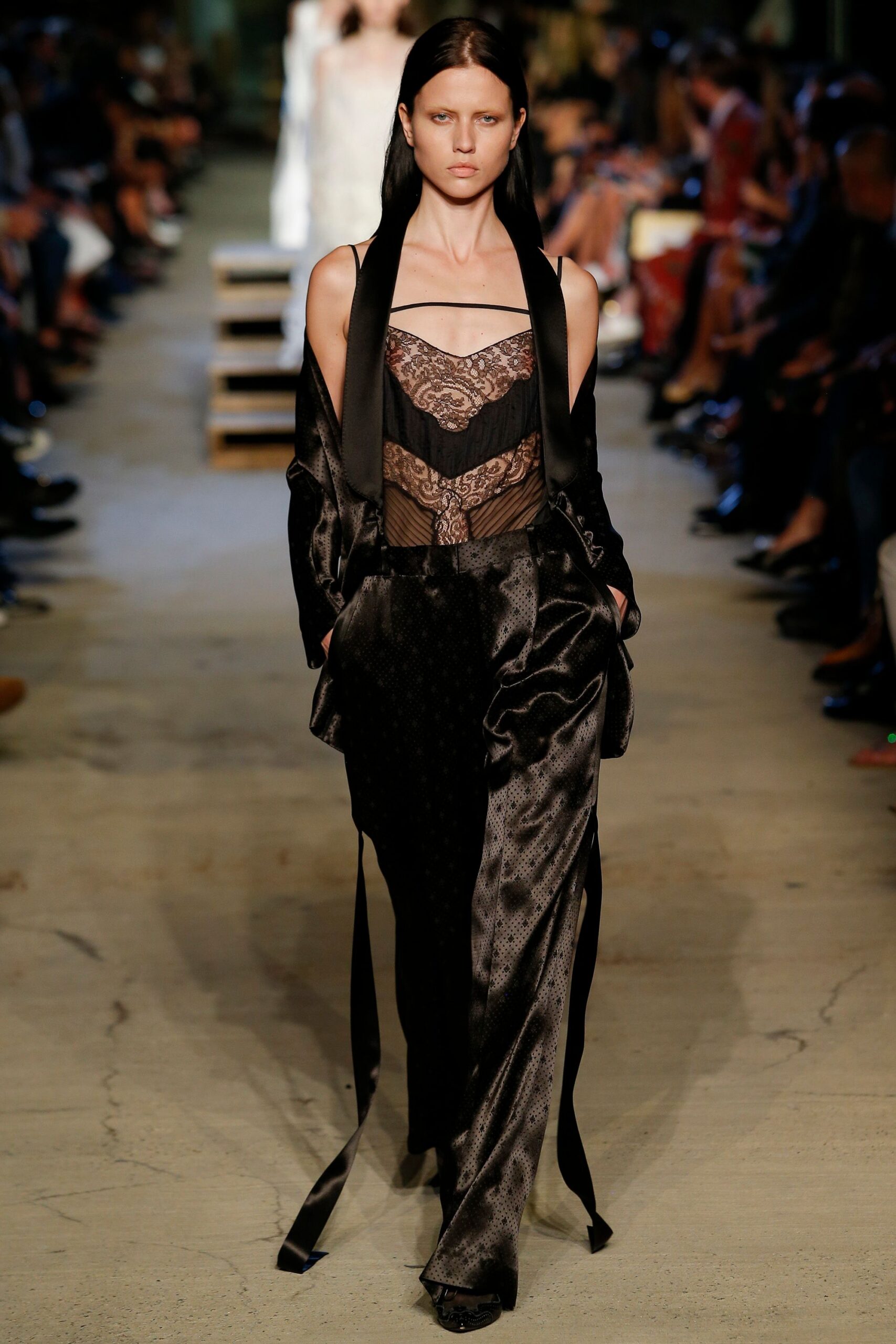 black silk sleeveless v-neck fitted layered embroidered jumpsuit