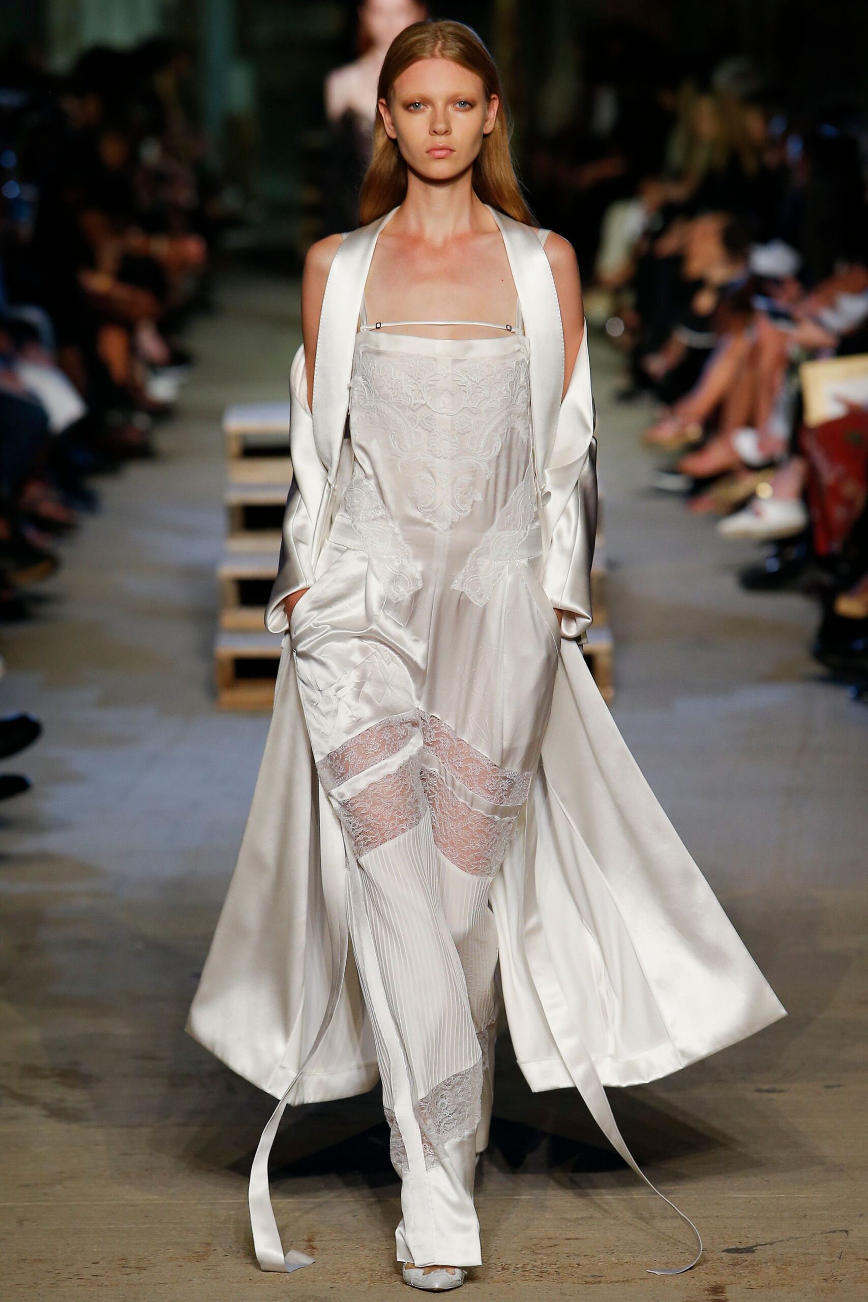 white silk gown with coat