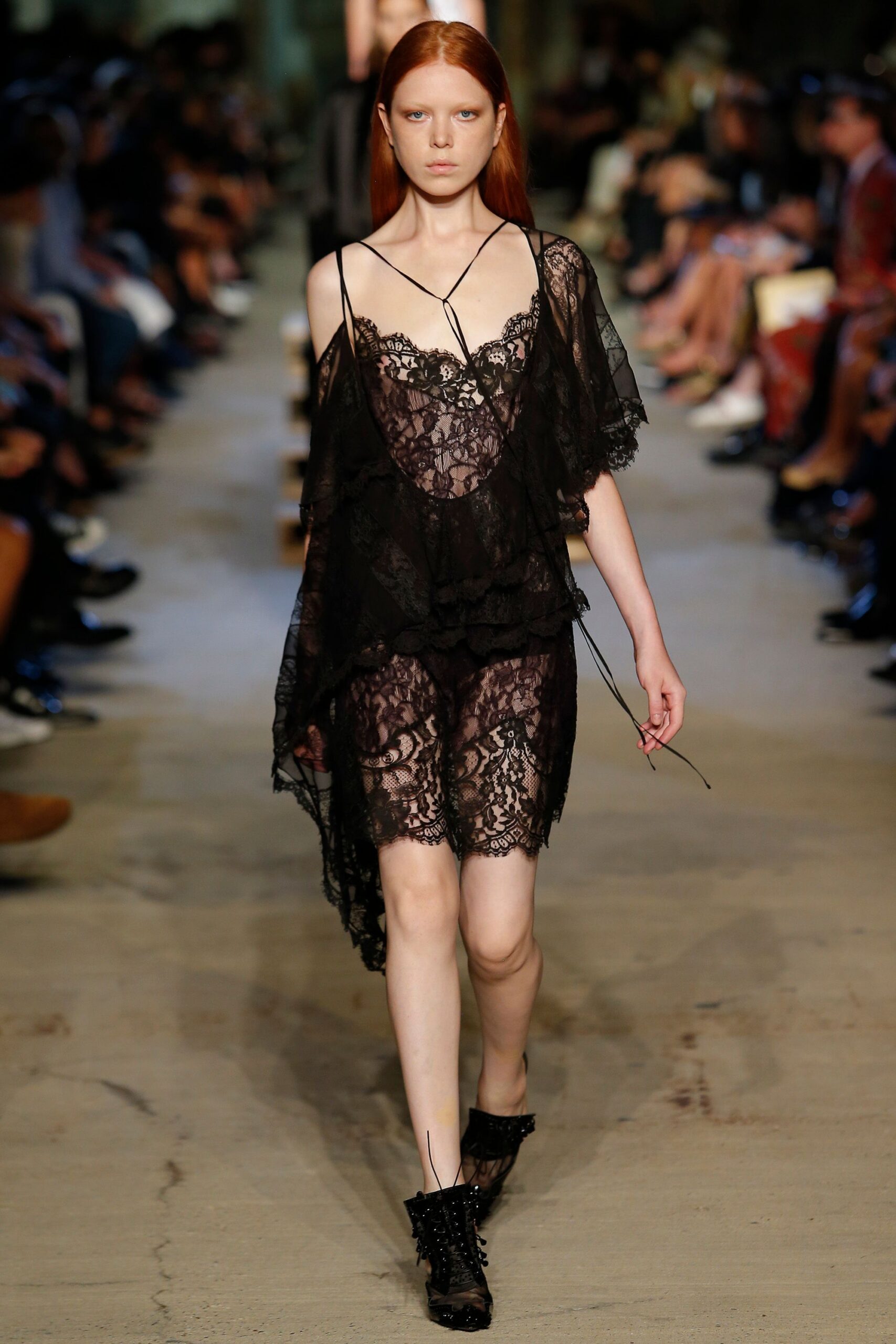 black lace mini dress with shoes