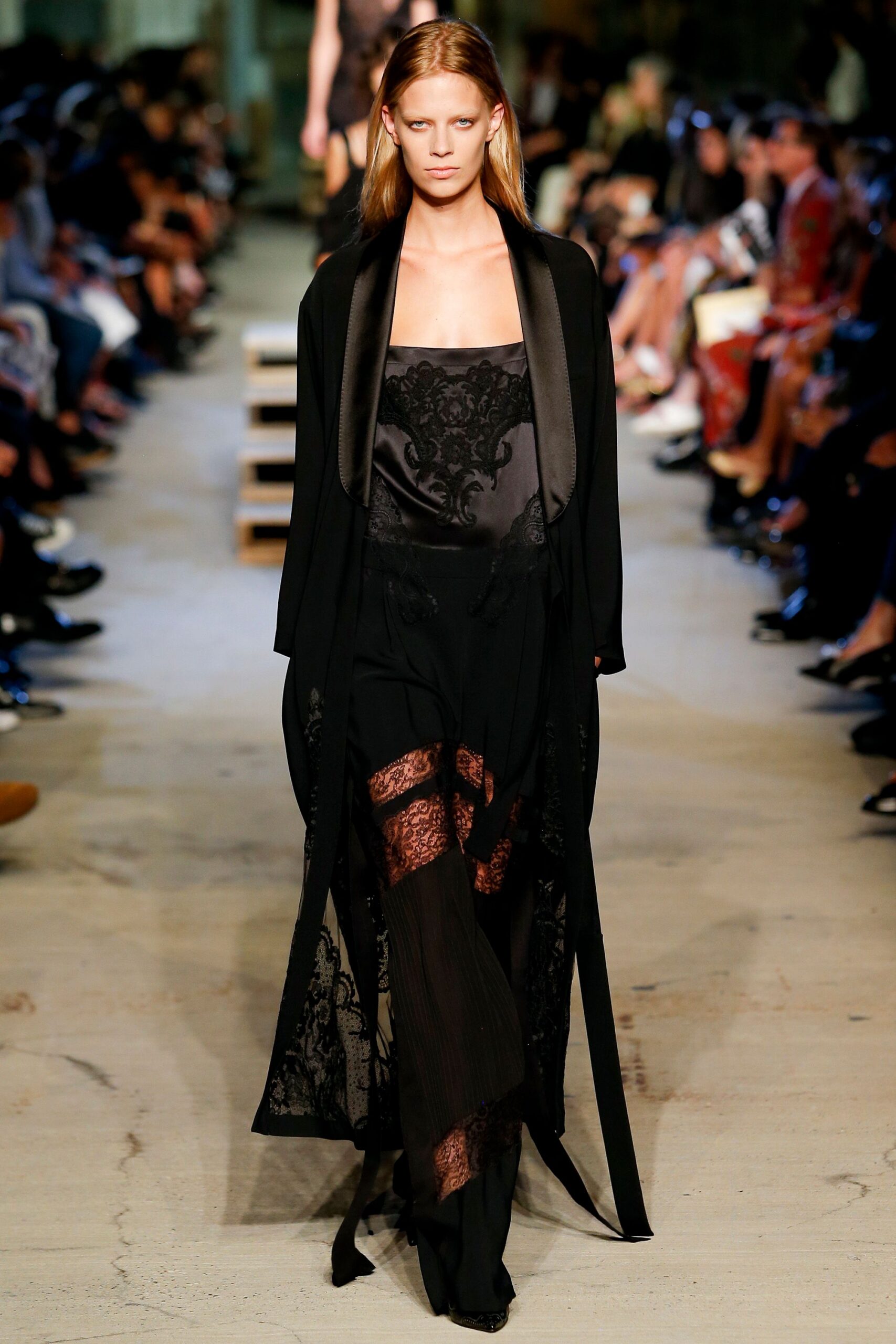 black silk layered dress with coat