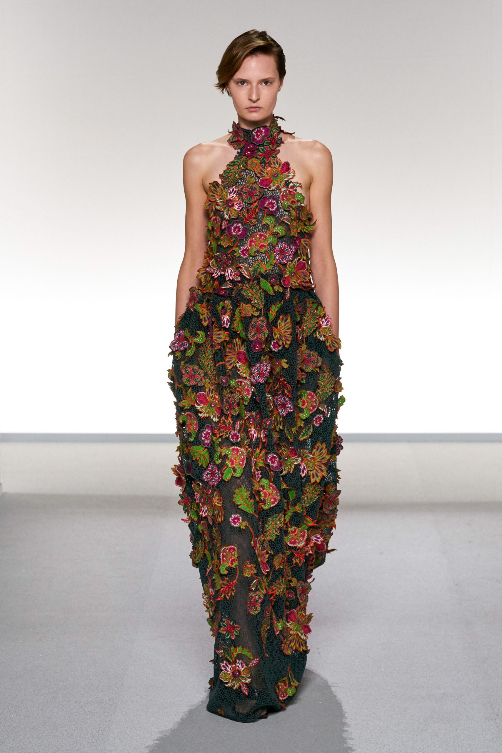 embroidered floral maxi gown