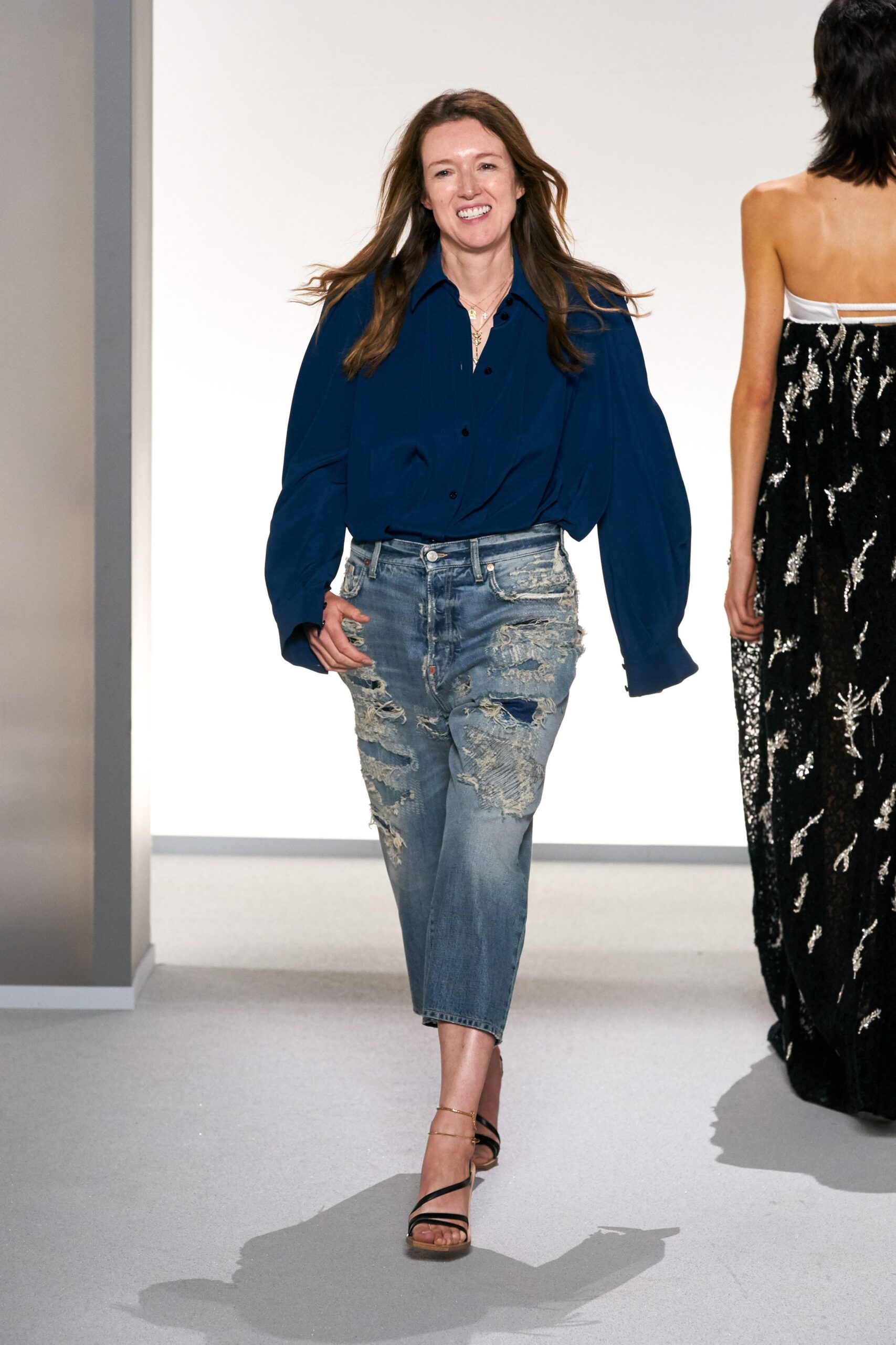 blue denim relaxed distressed jeans