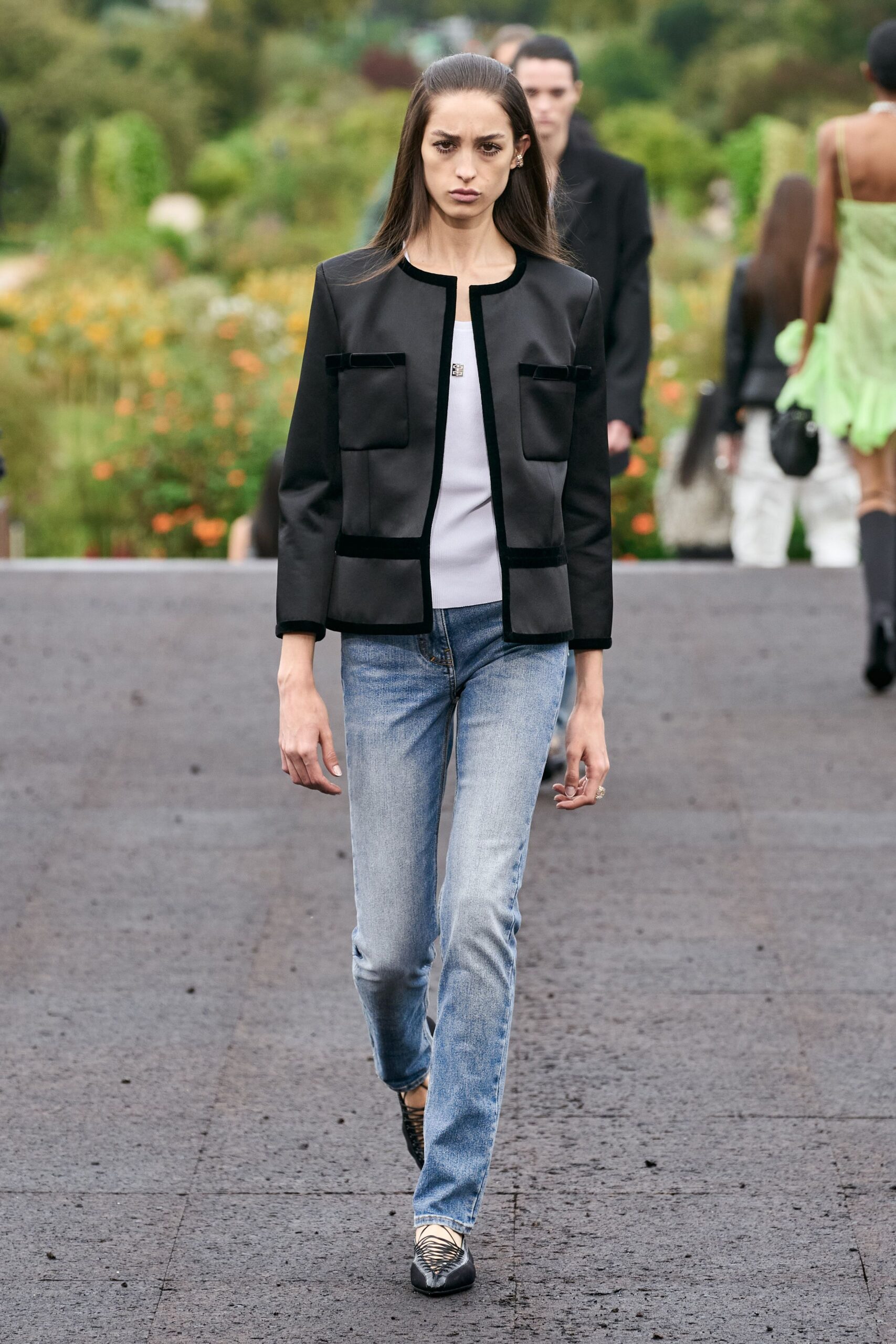 blue denim slim straight-leg jeans