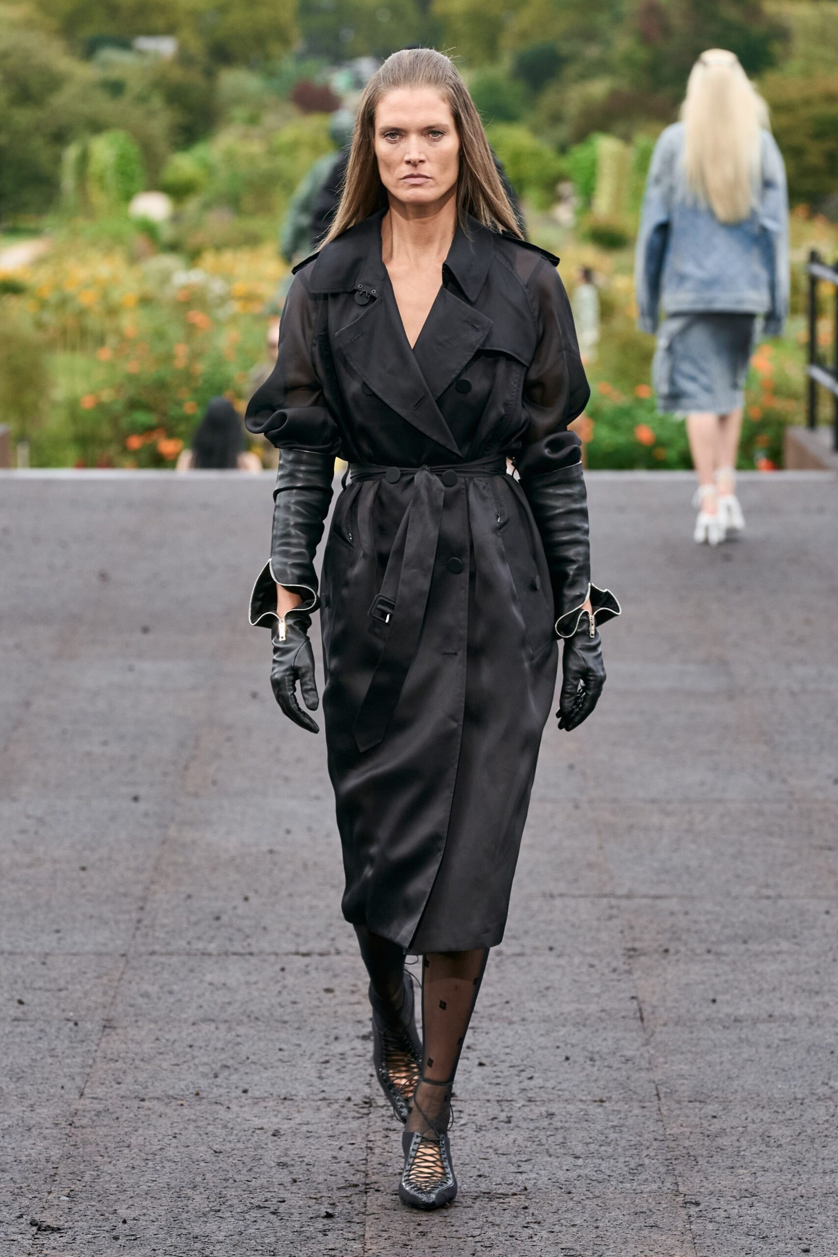 black silk long-sleeve v-neck fitted belted draped dress