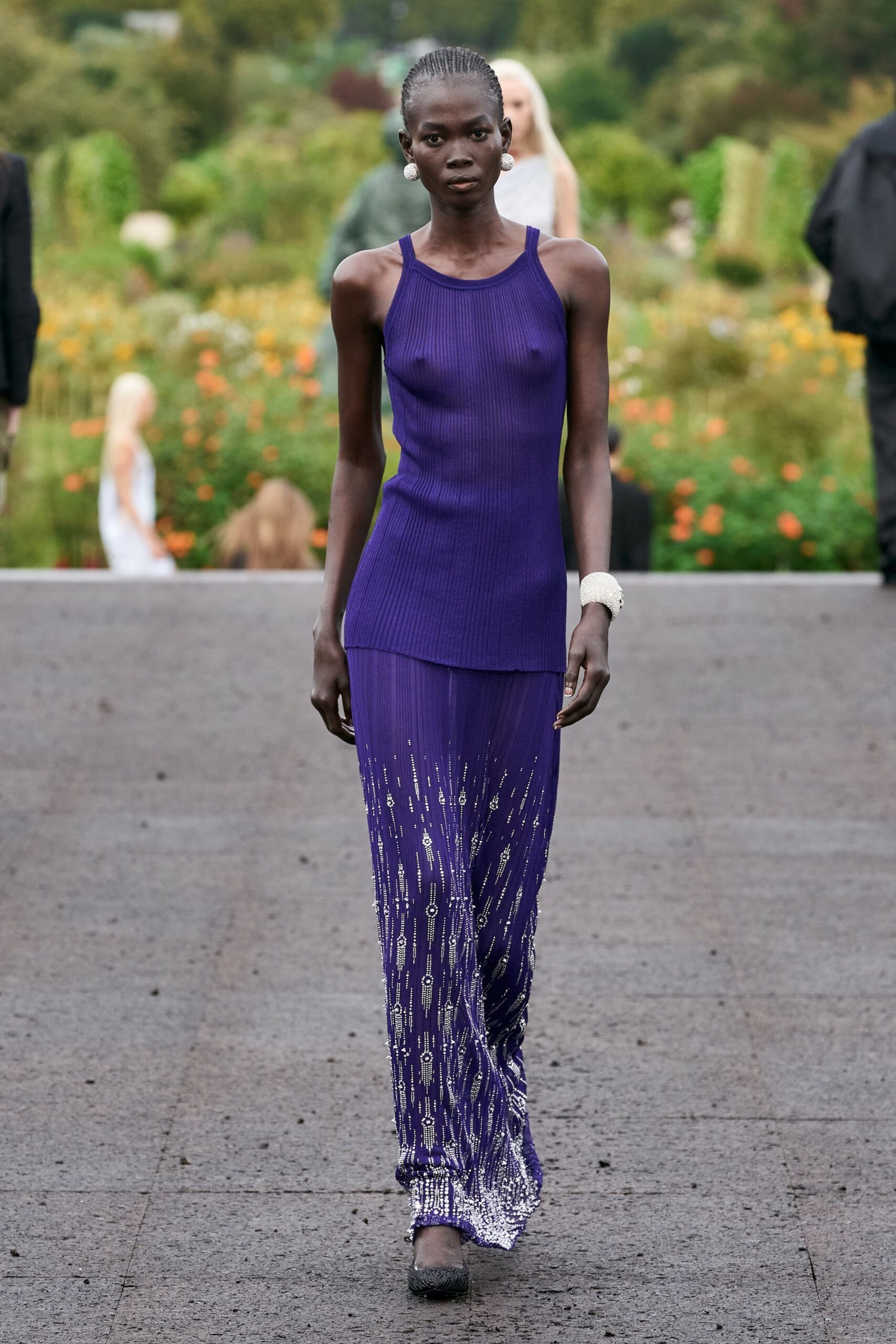 fitted purple maxi dress