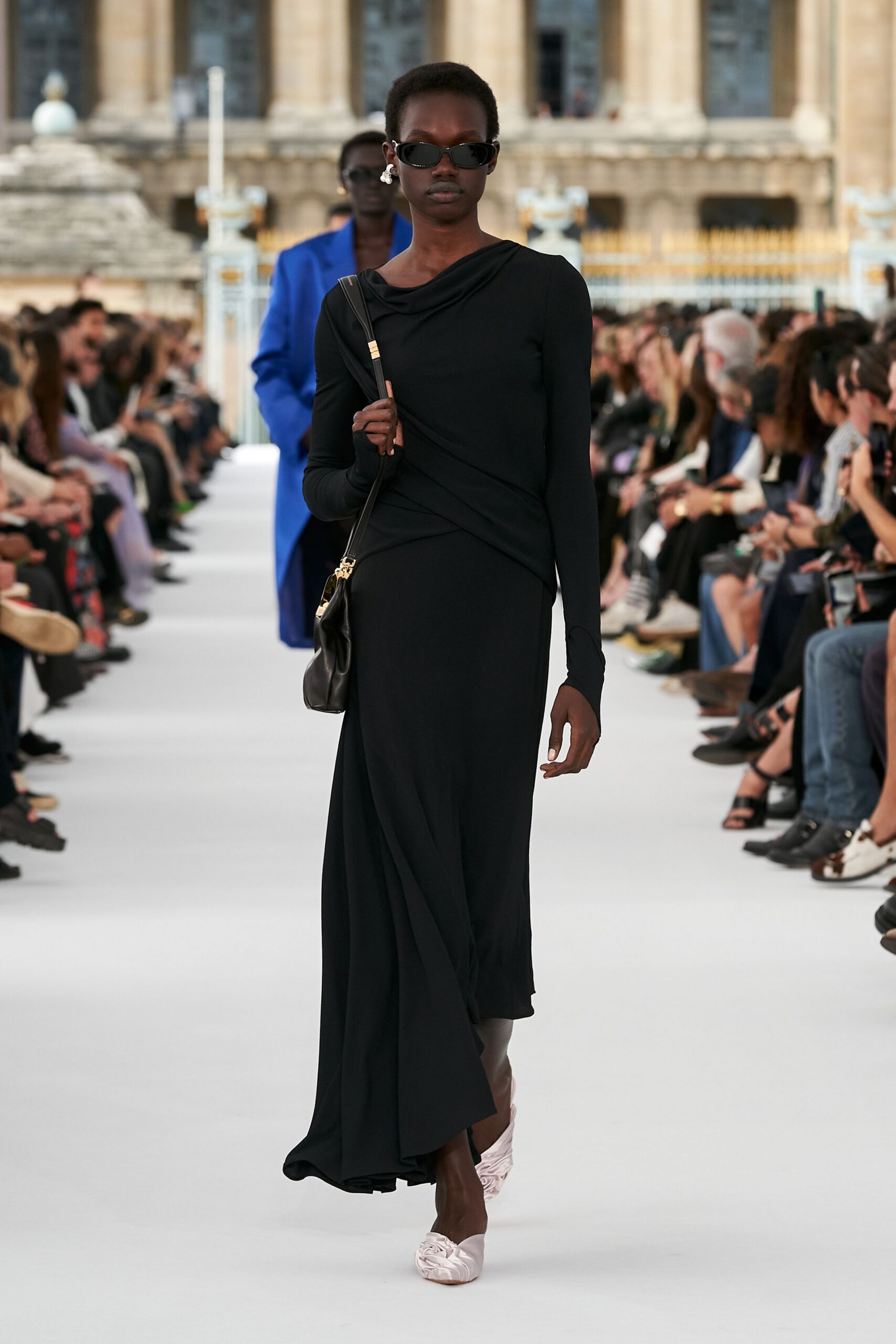 black silk fitted wrap dress