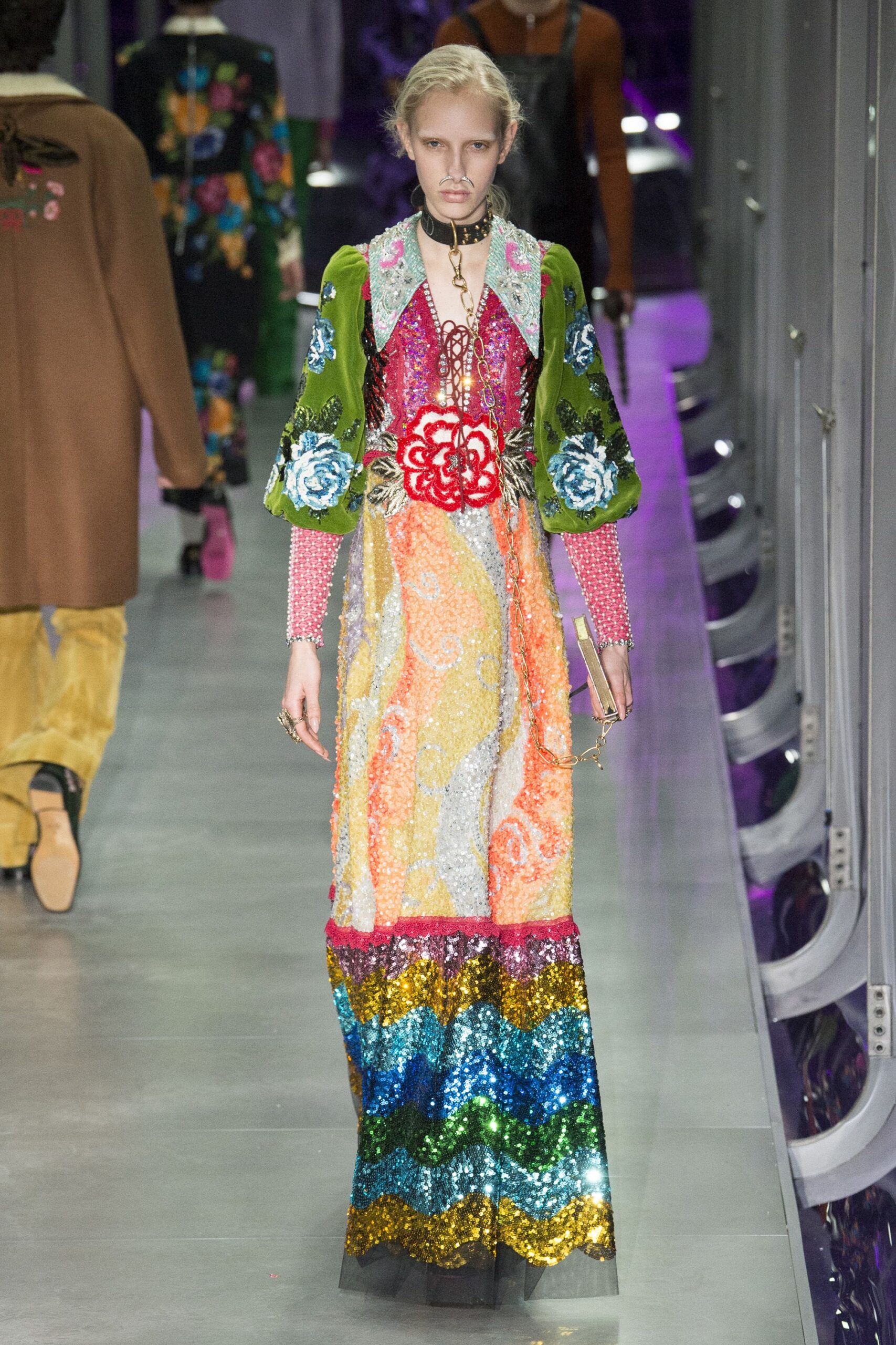 multi-colored sequin gown