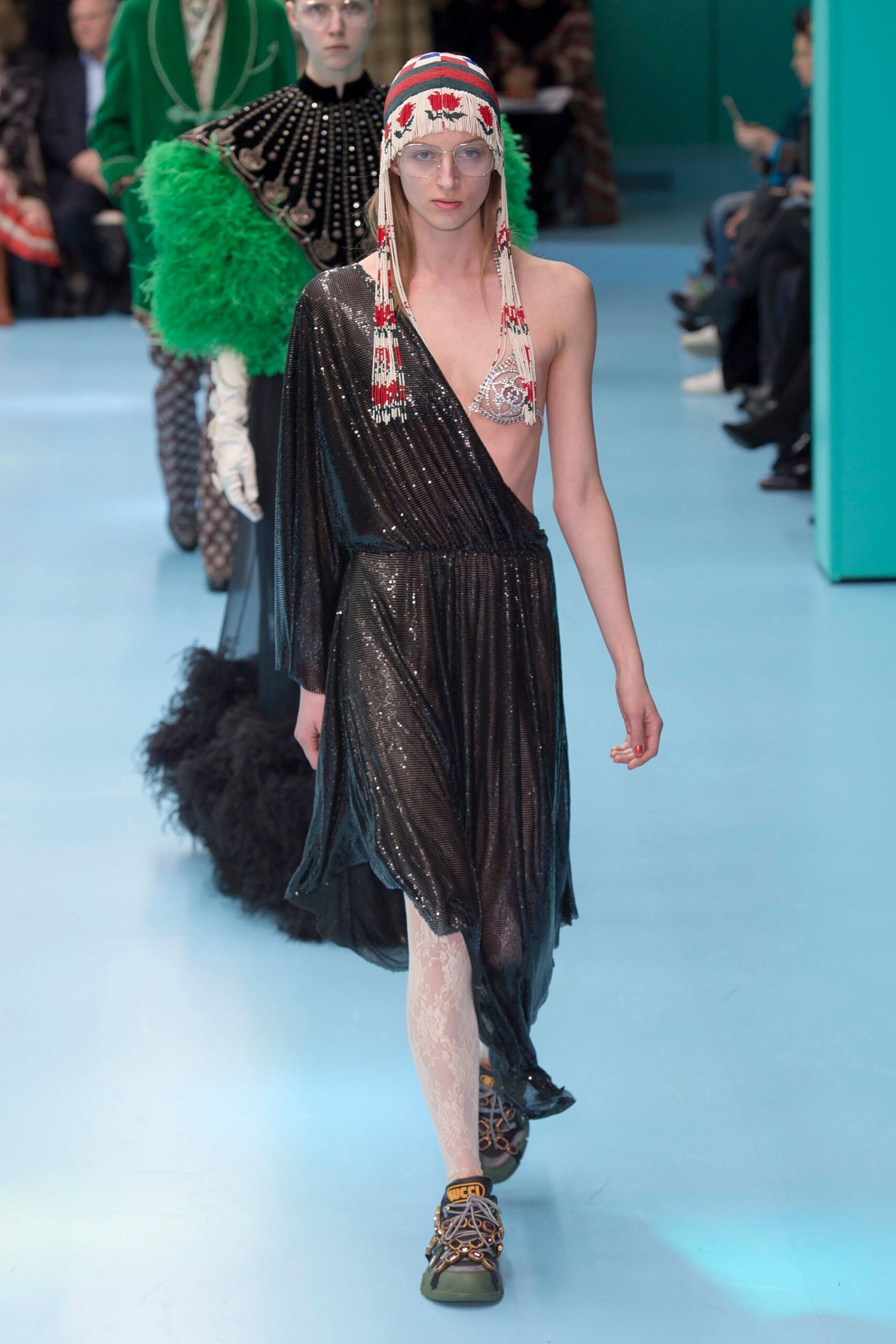 black sequined mini dress