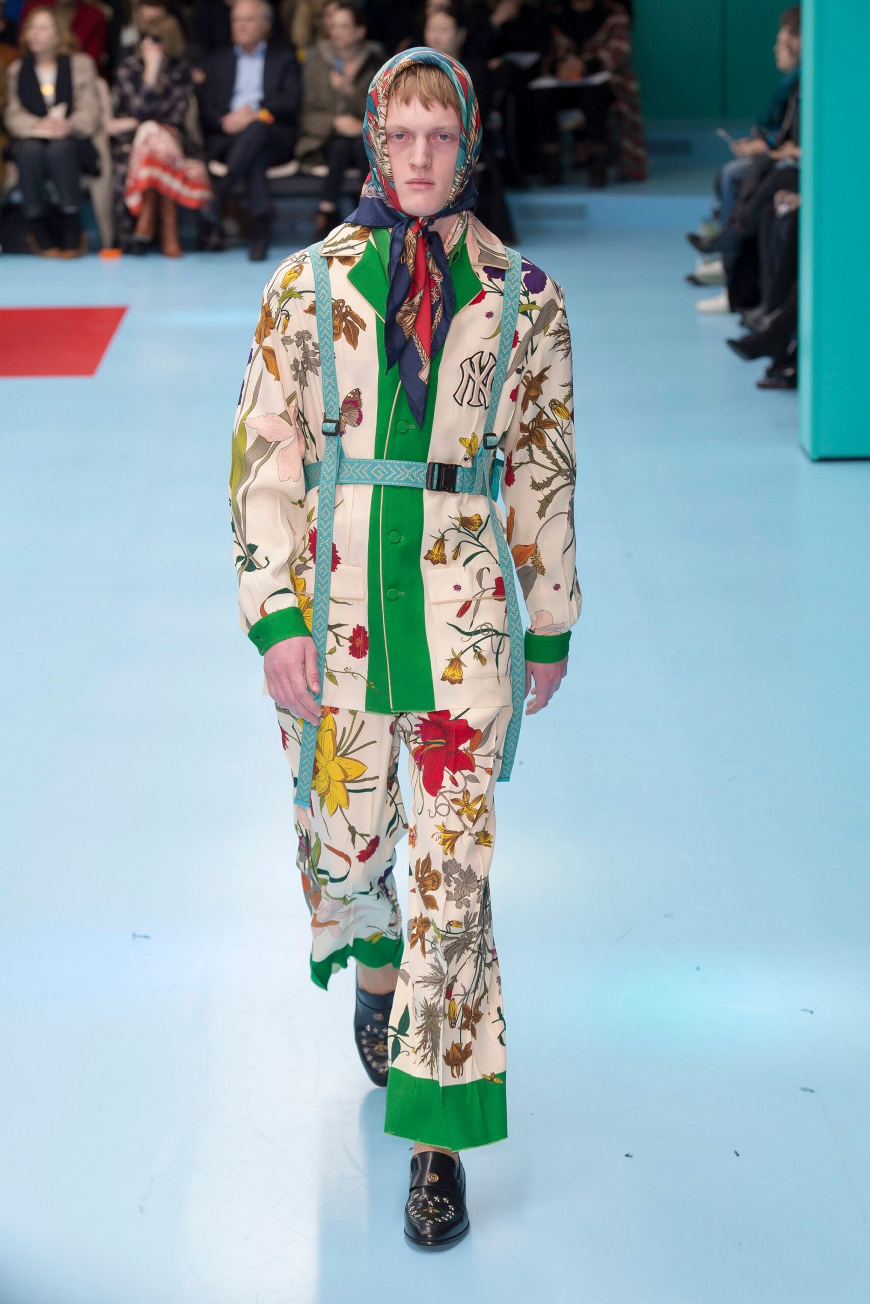 floral jumpsuit with scarf
