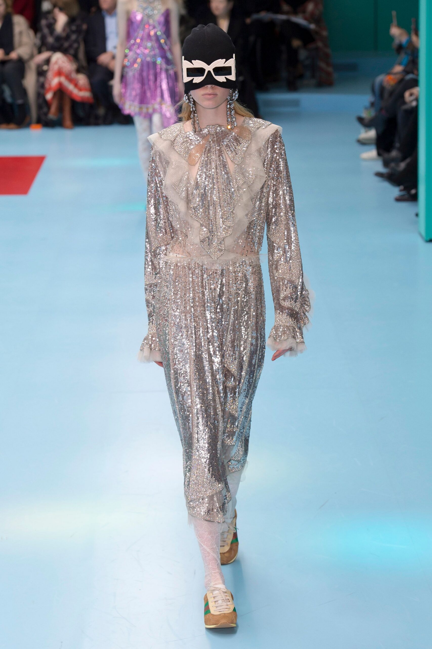 silver sequin midi dress