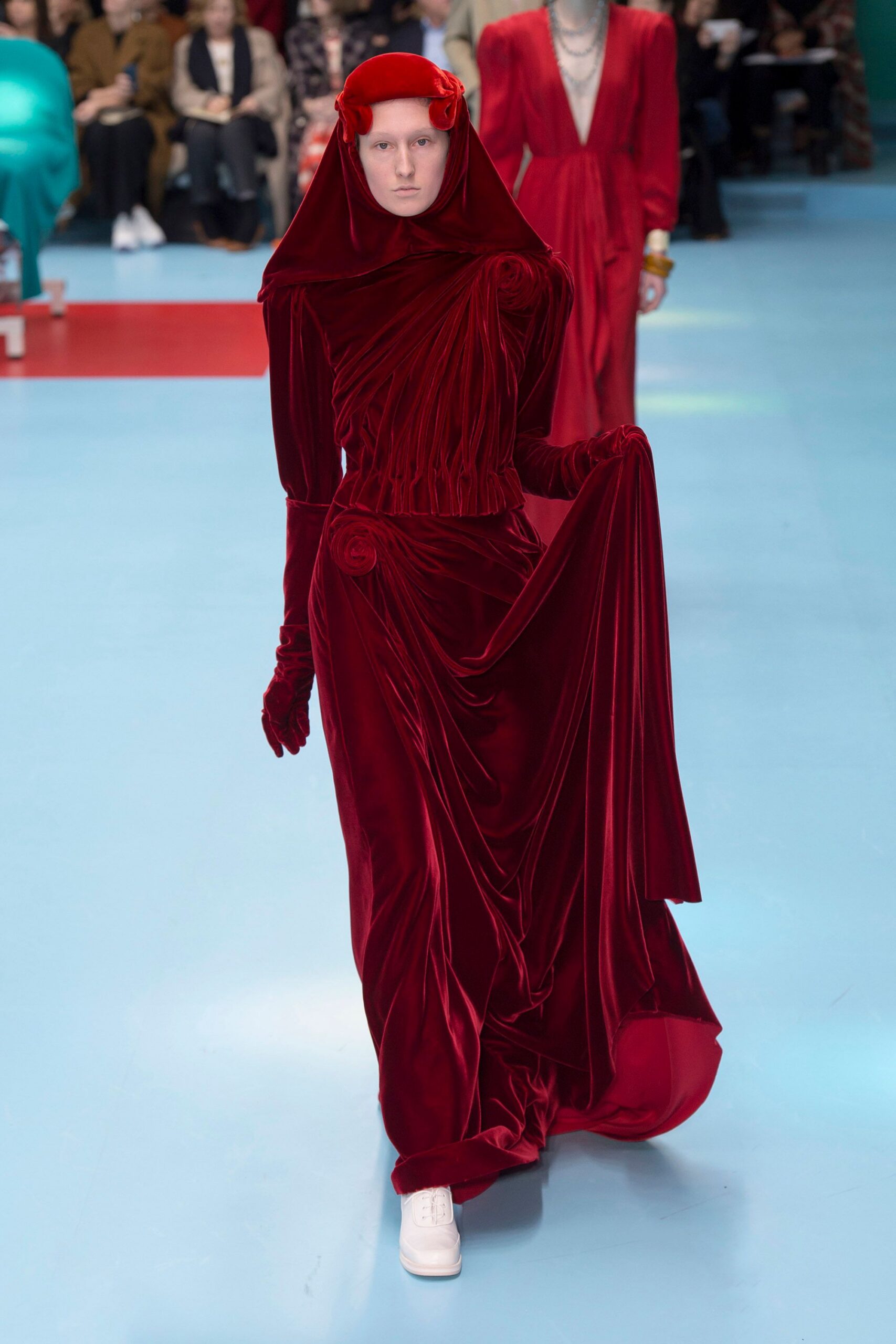 red velvet fitted gown