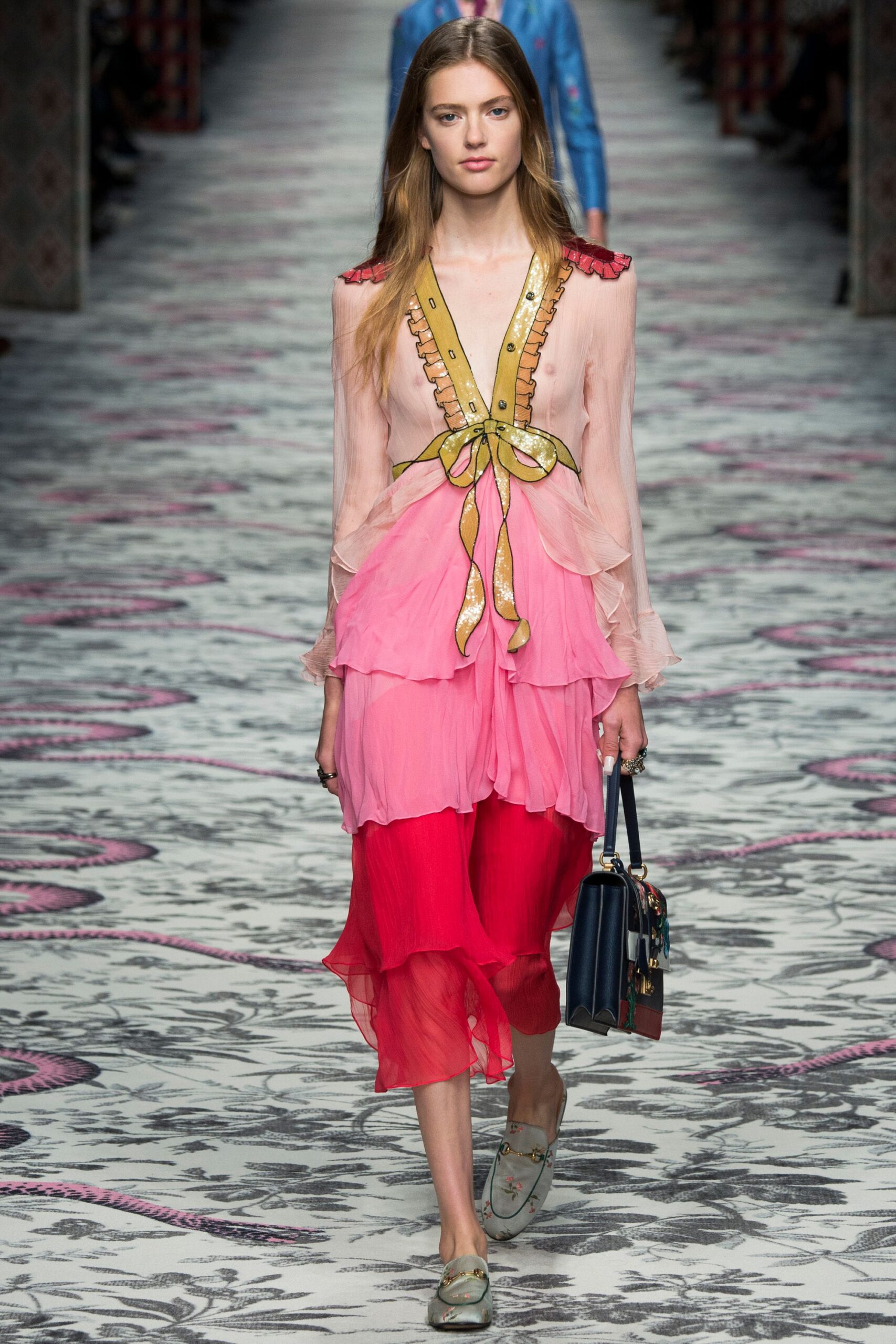 pink and red layered dress