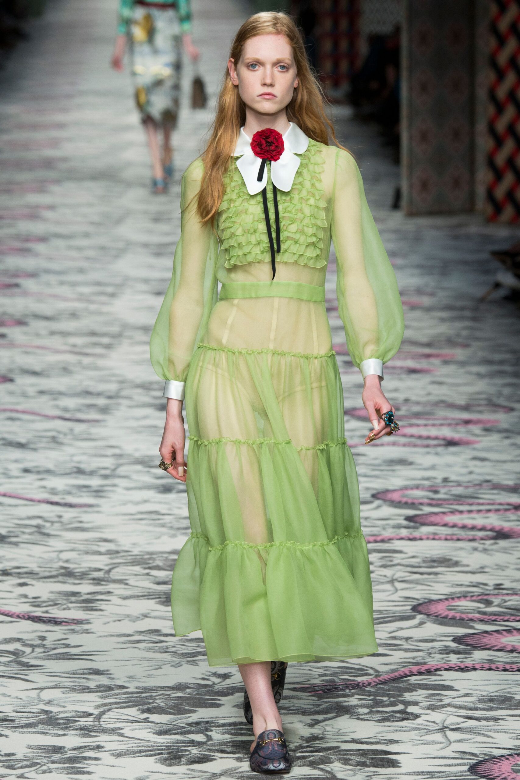 green sheer pleated maxi dress