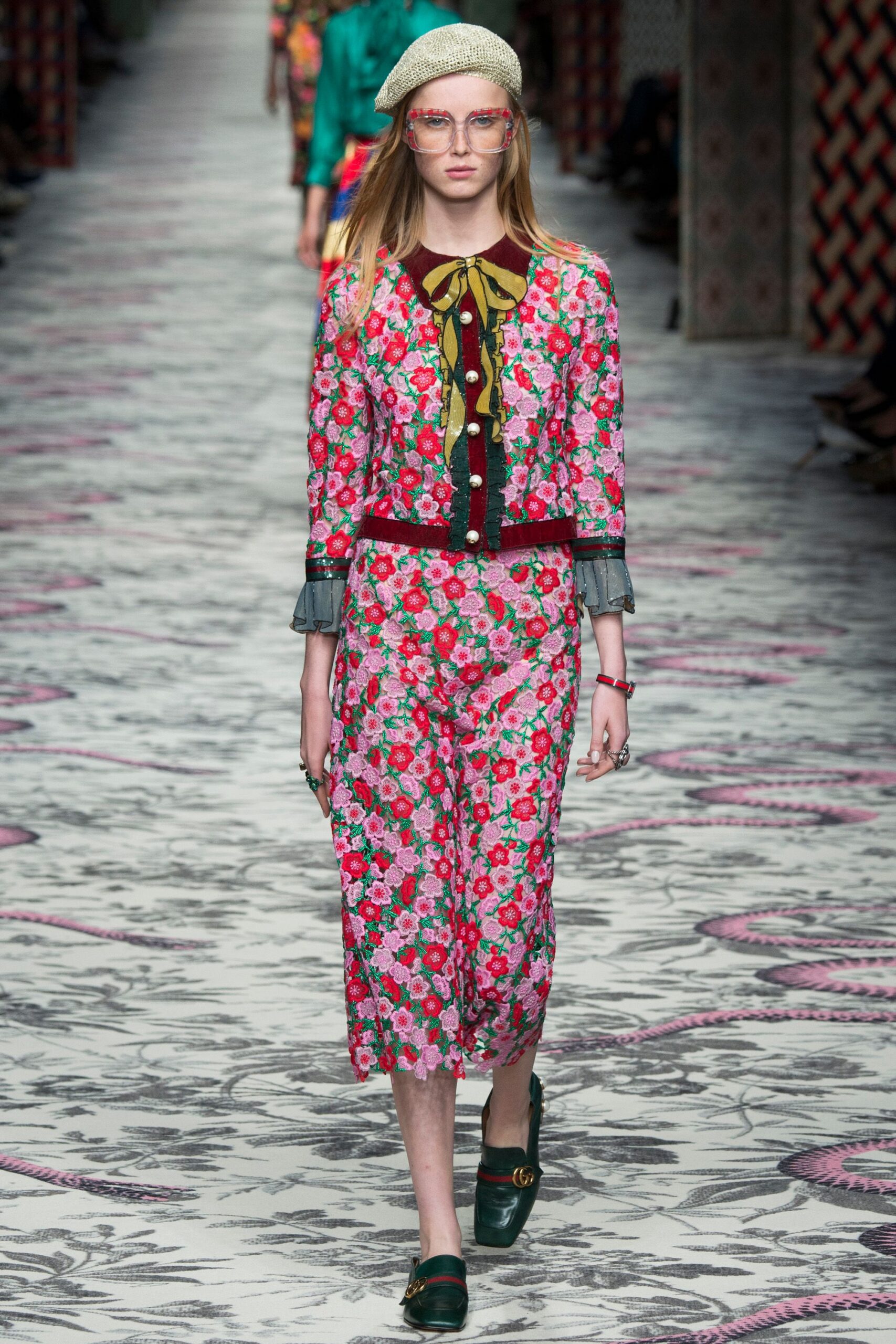 floral blouse and midi skirt