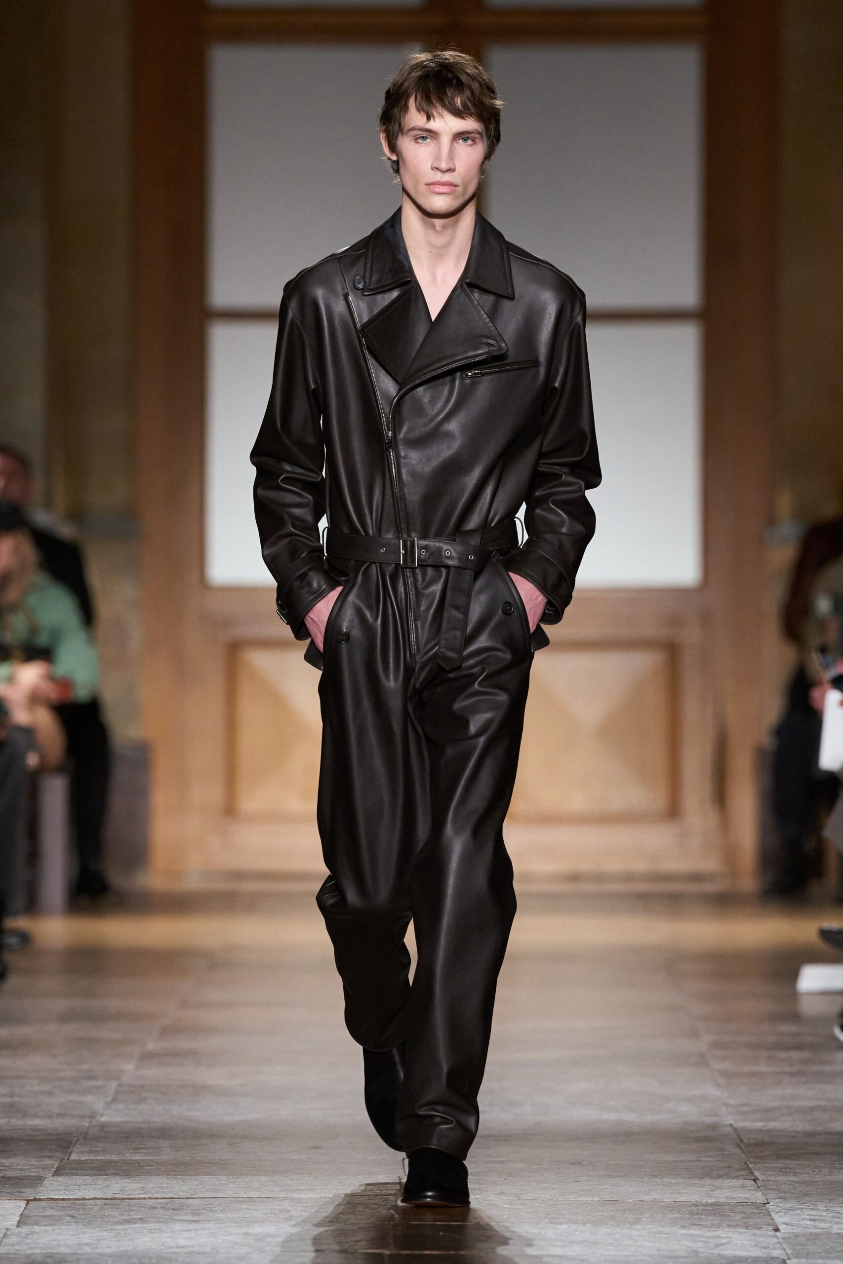 black leather fitted jumpsuit