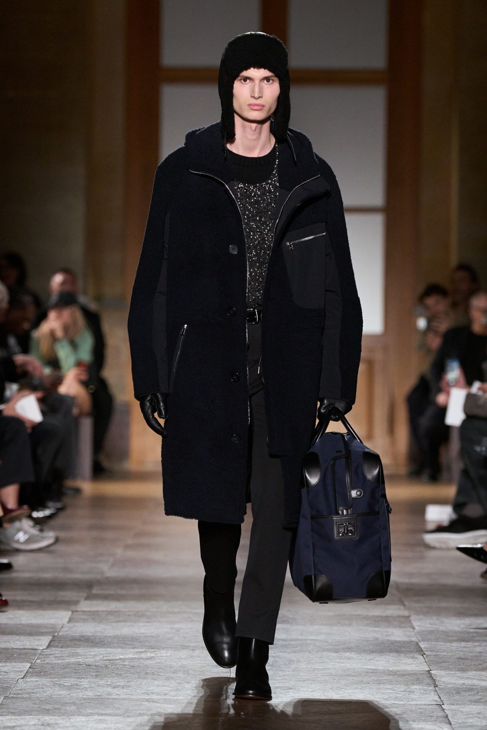 black wool coat with sequined top