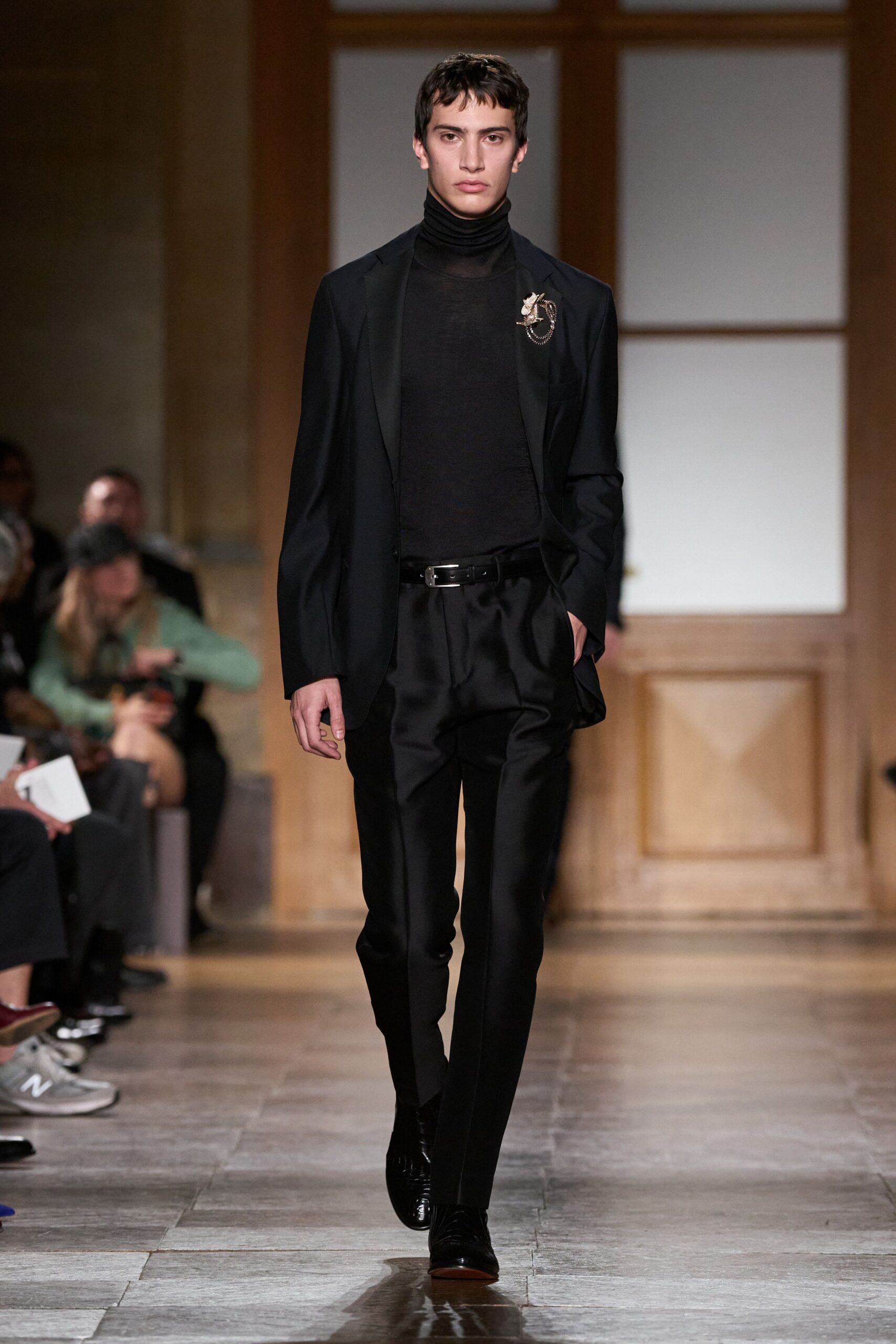 black tailored blazer and pants