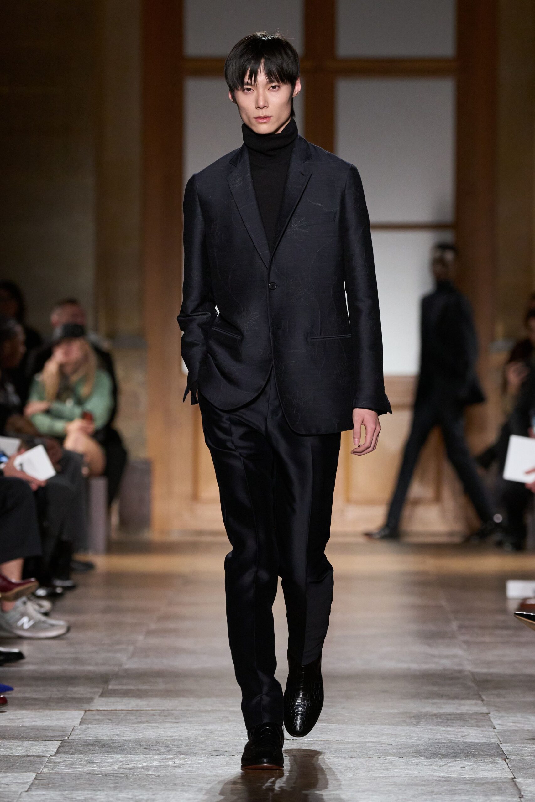 black tailored suit with shoes
