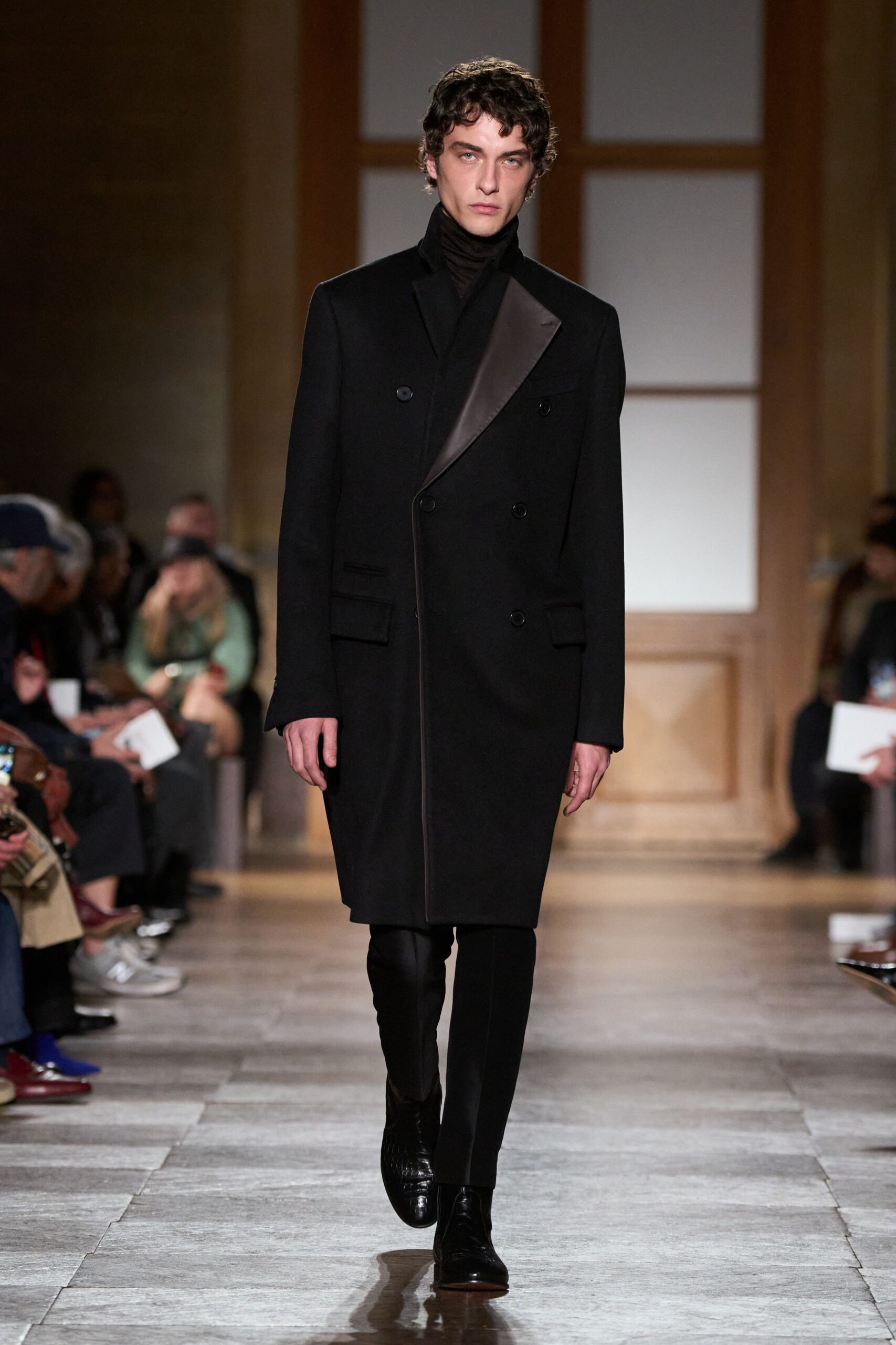black wool coat and pants
