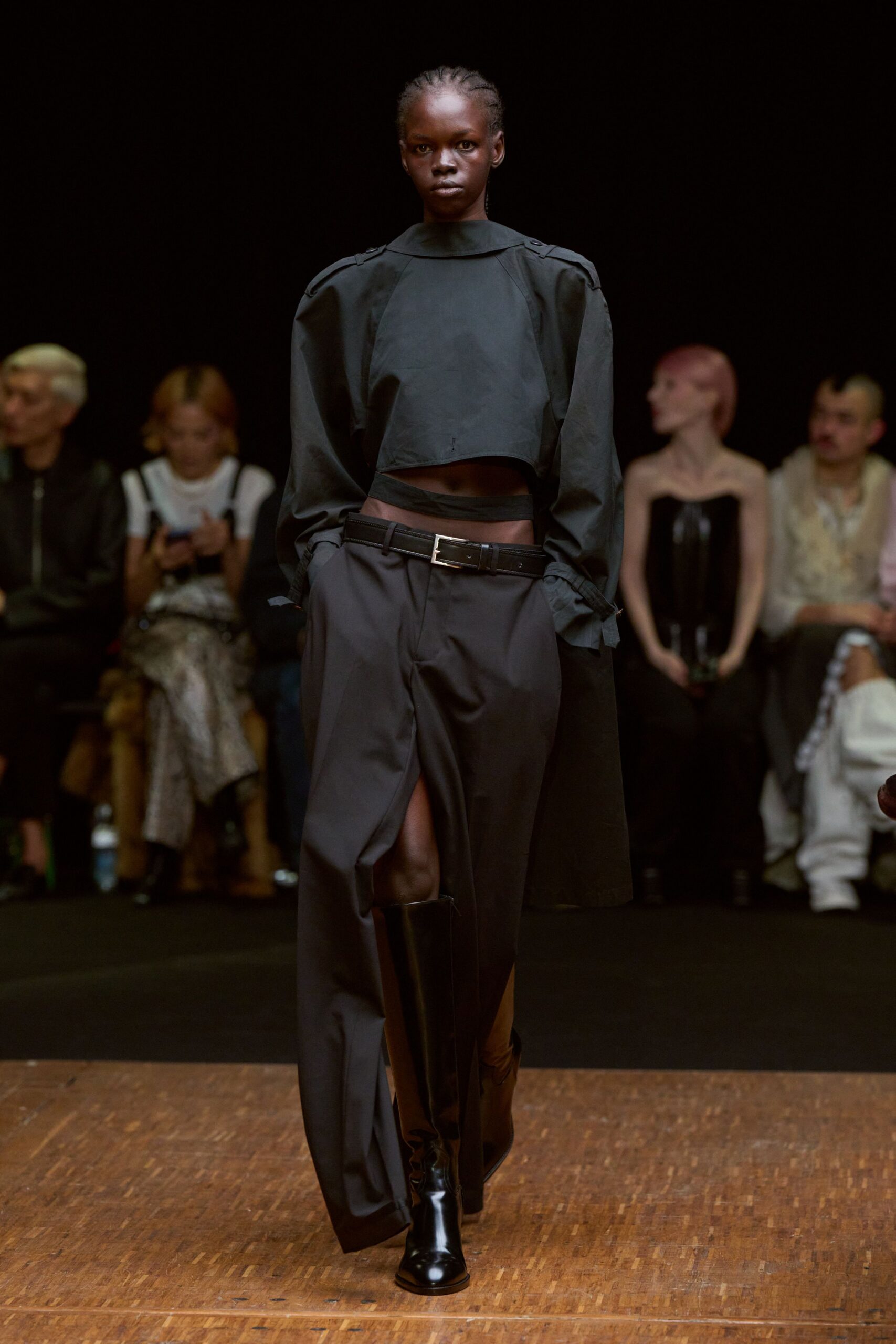 black cropped top and pants
