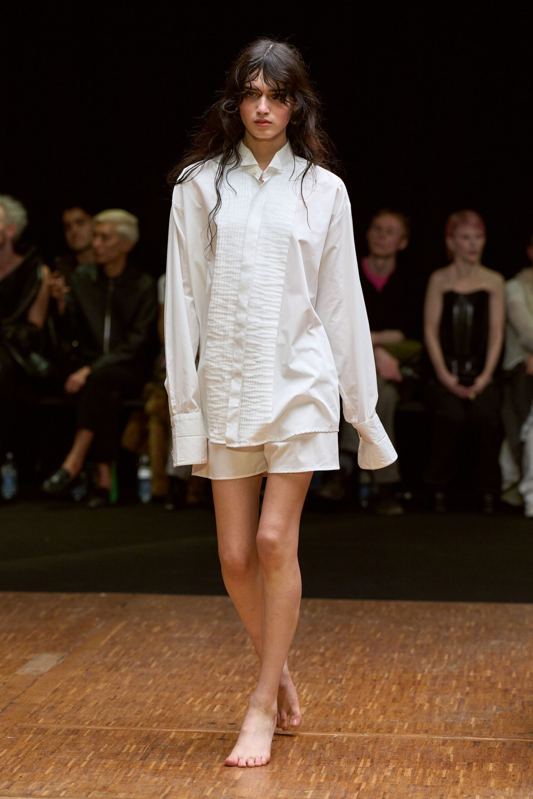 white relaxed shirt and shorts