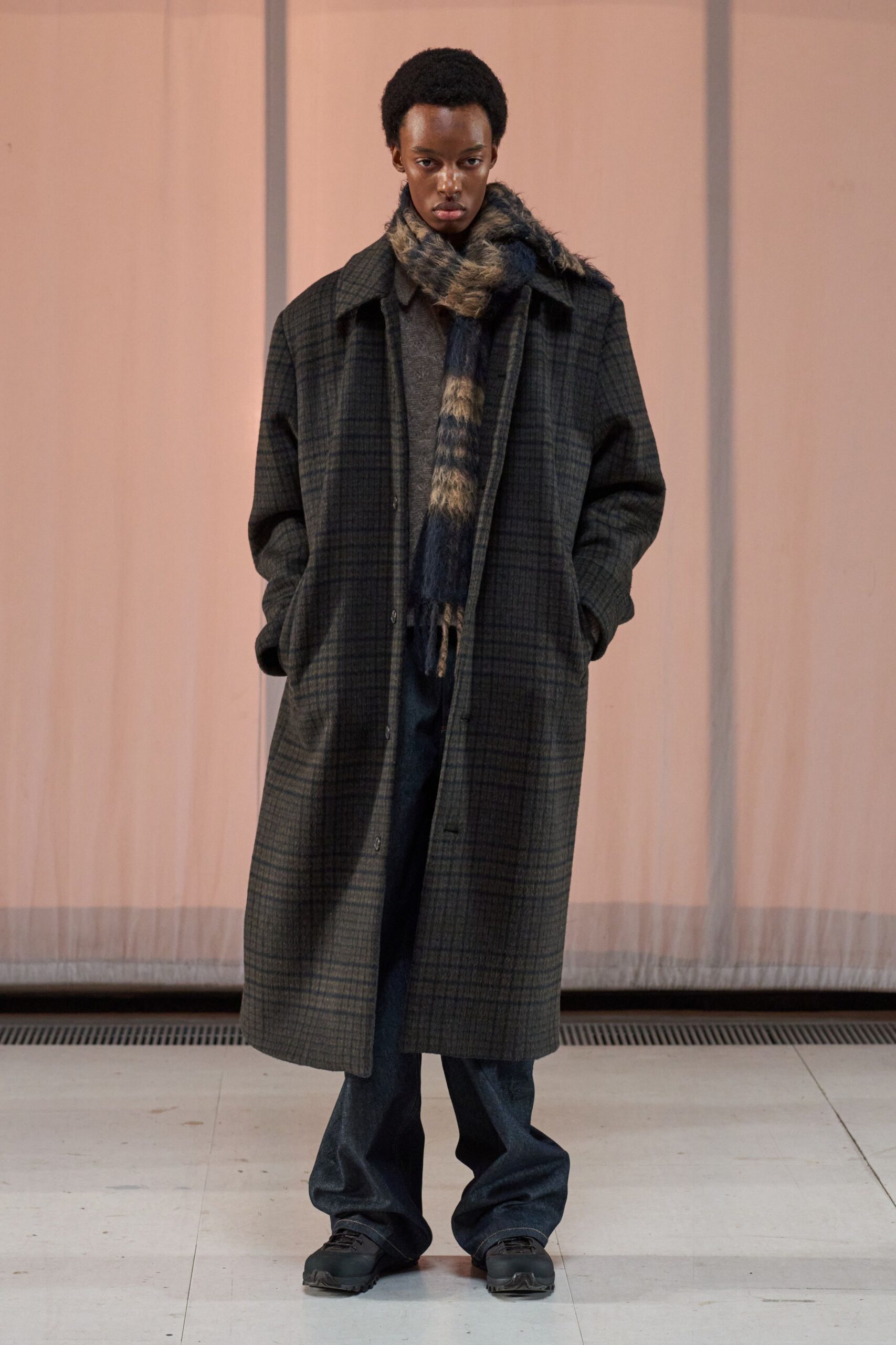 black wool striped scarf