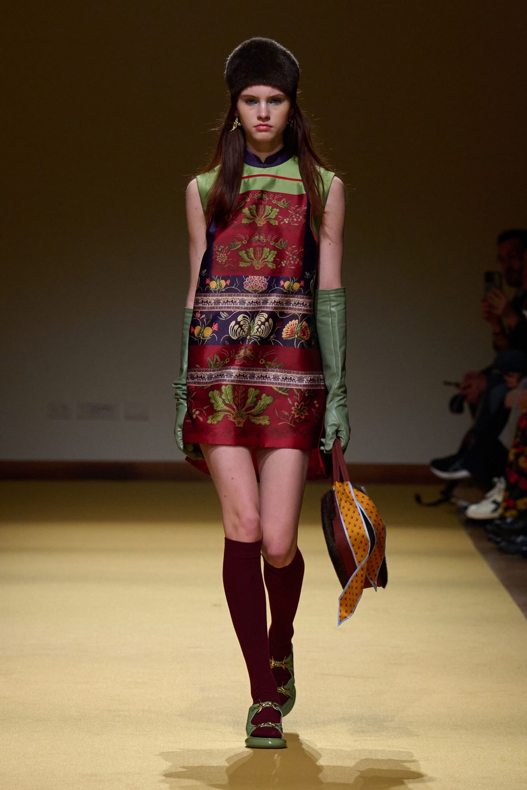 brown leather structured printed bag