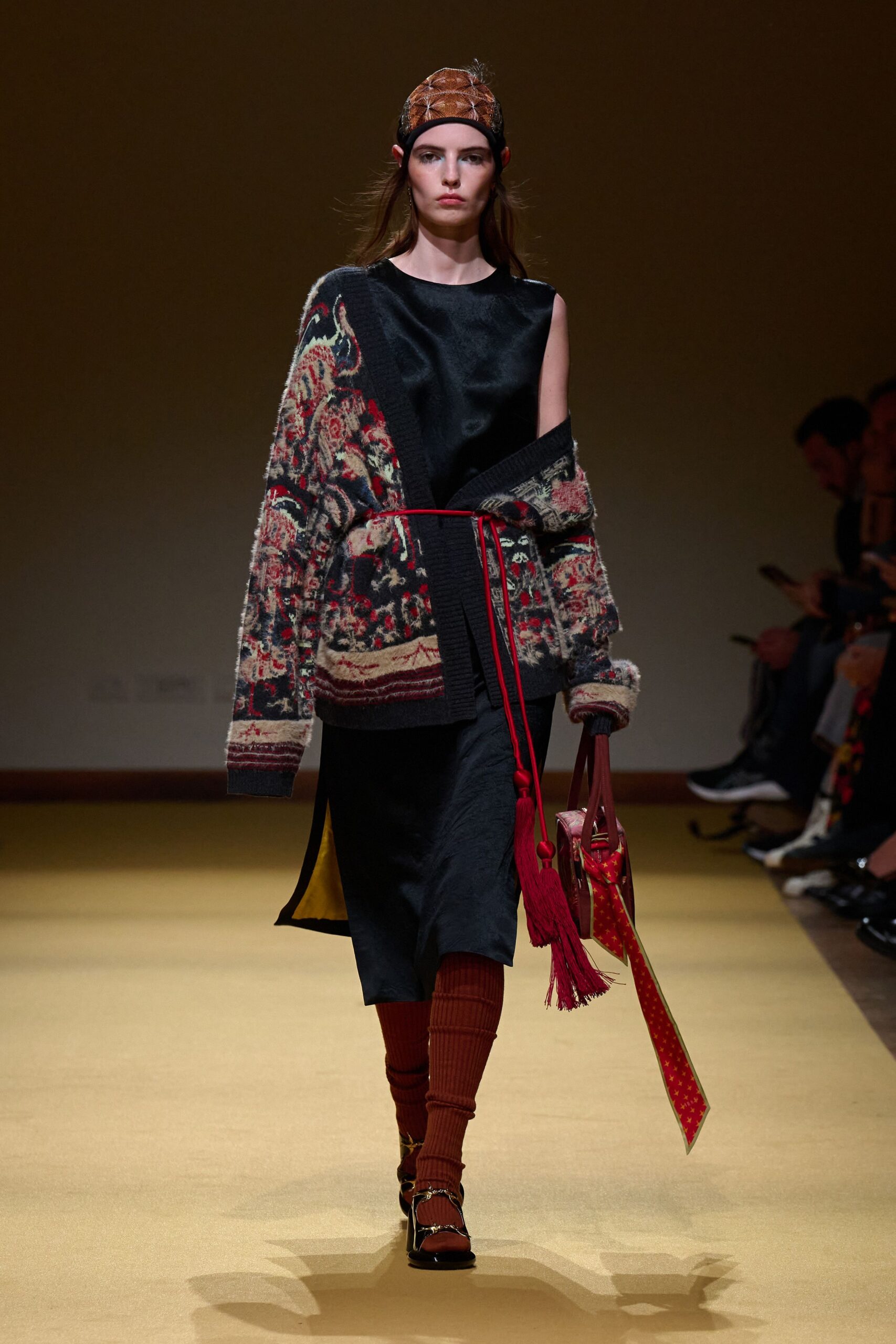 multi wool long-sleeve relaxed embroidered cardigan