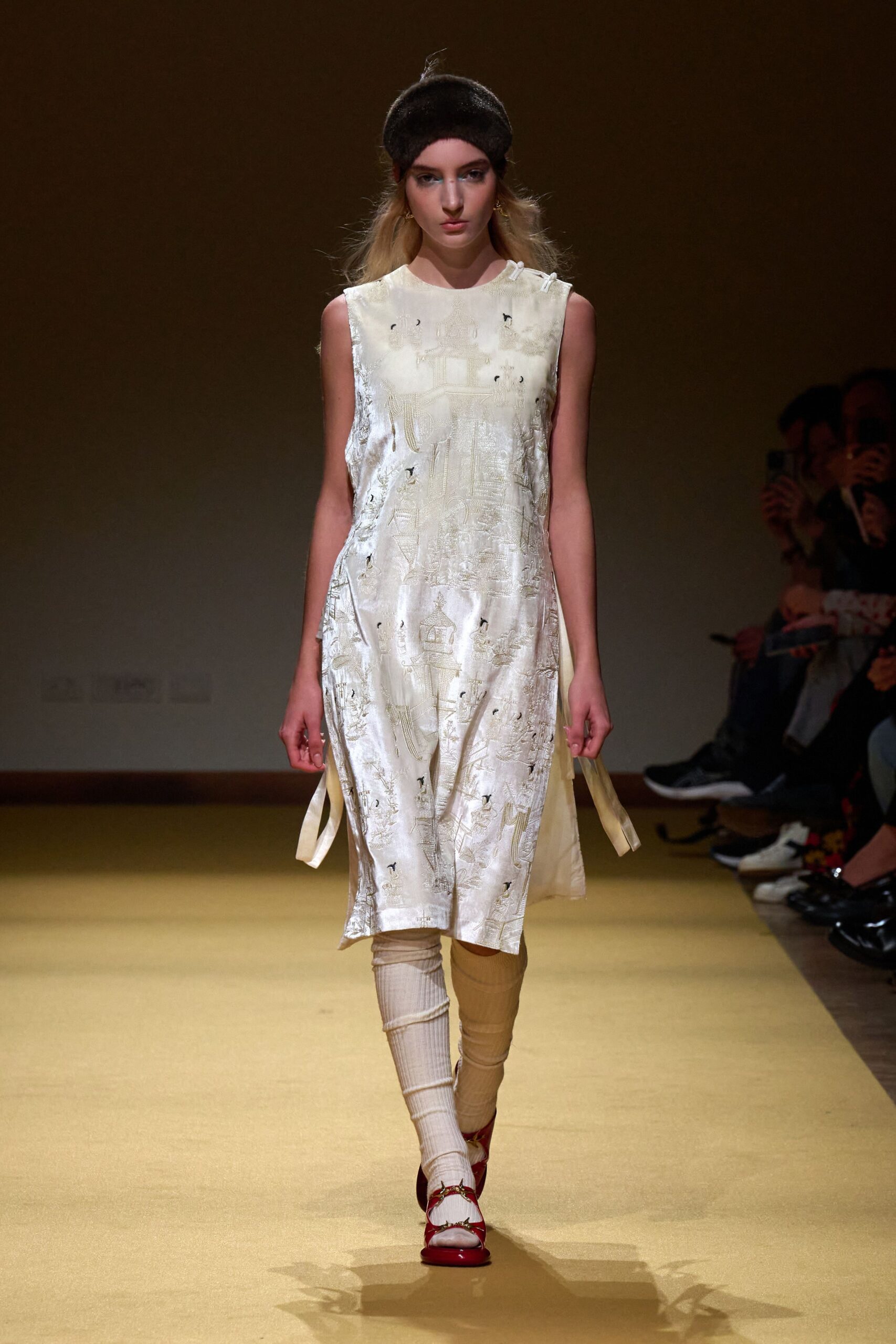 white silk relaxed midi dress
