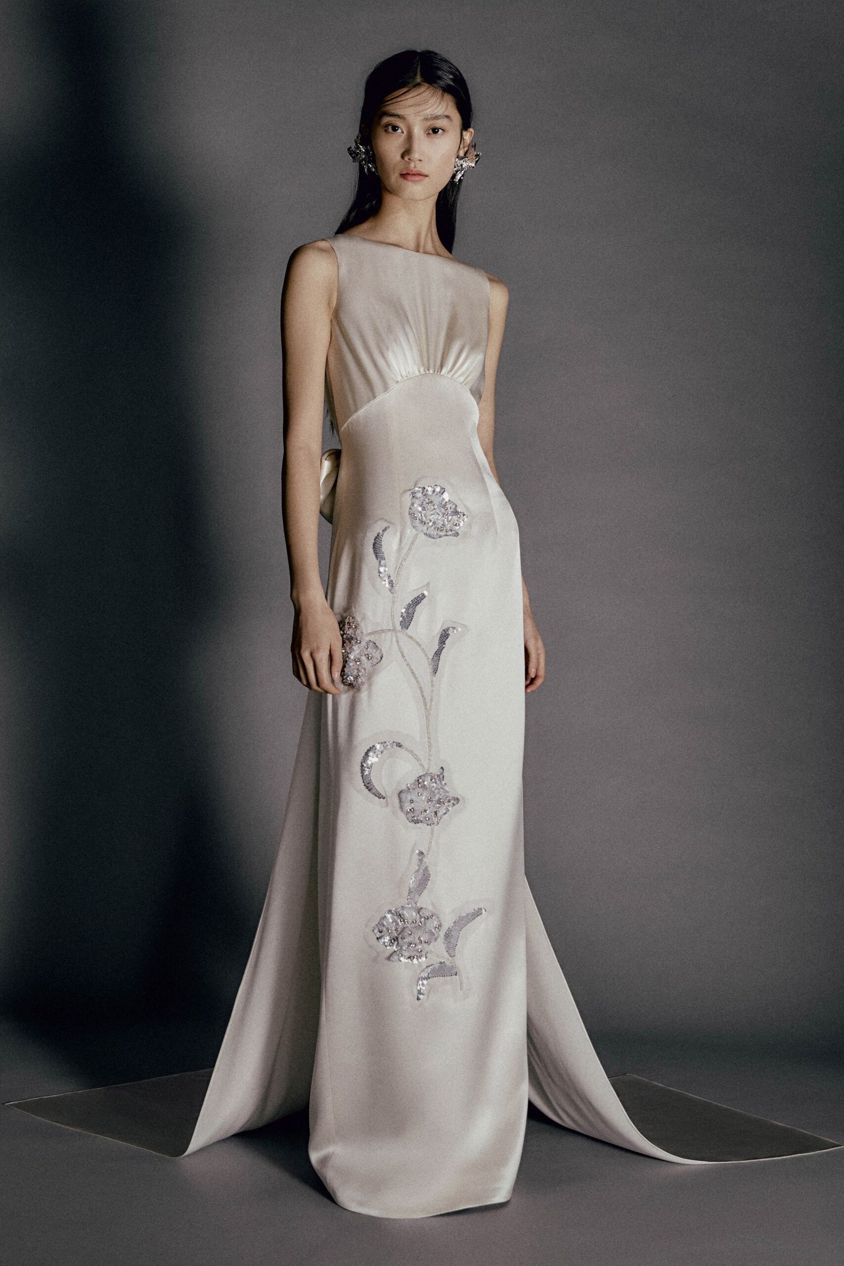 ivory silk sleeveless gown