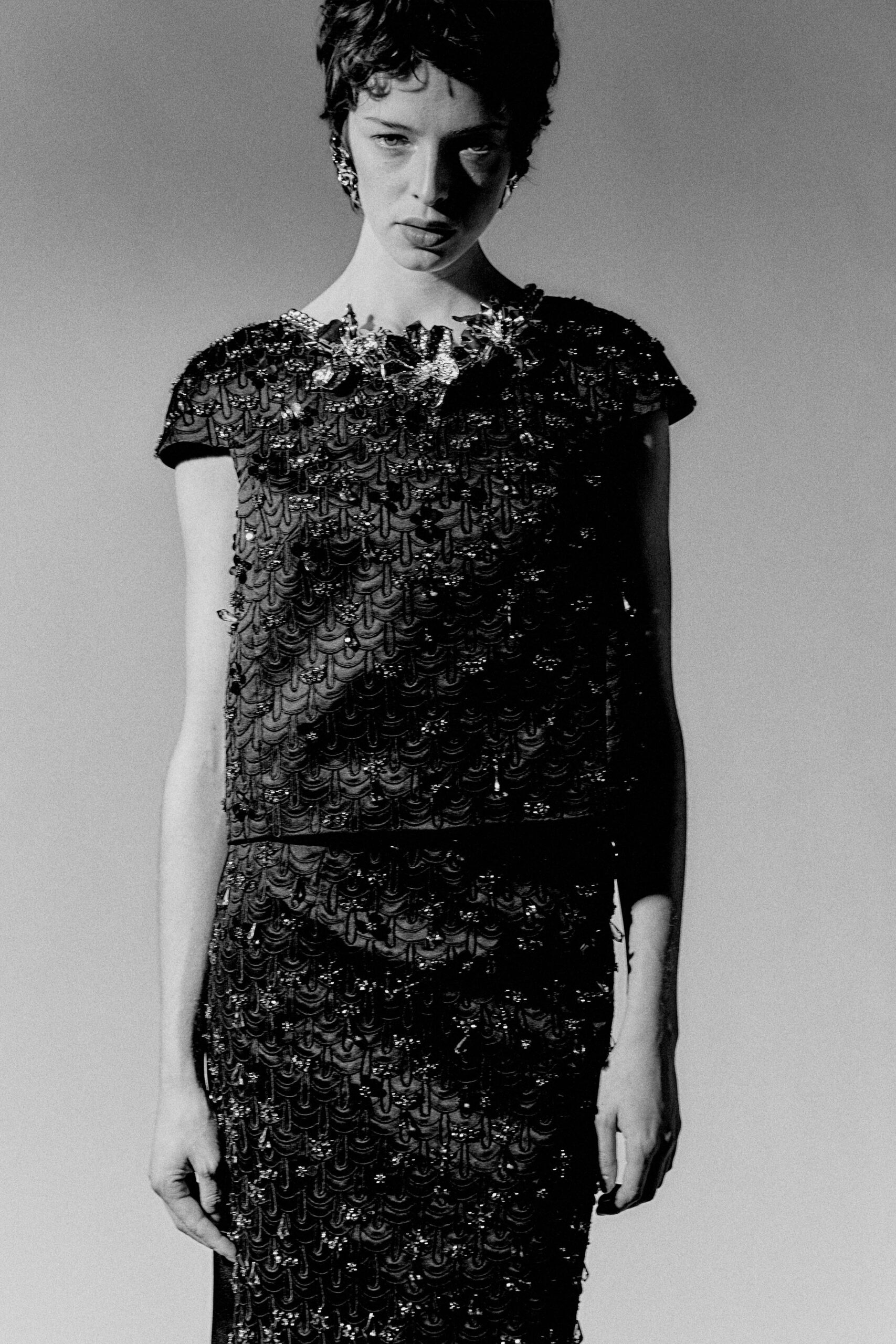 black beaded midi dress