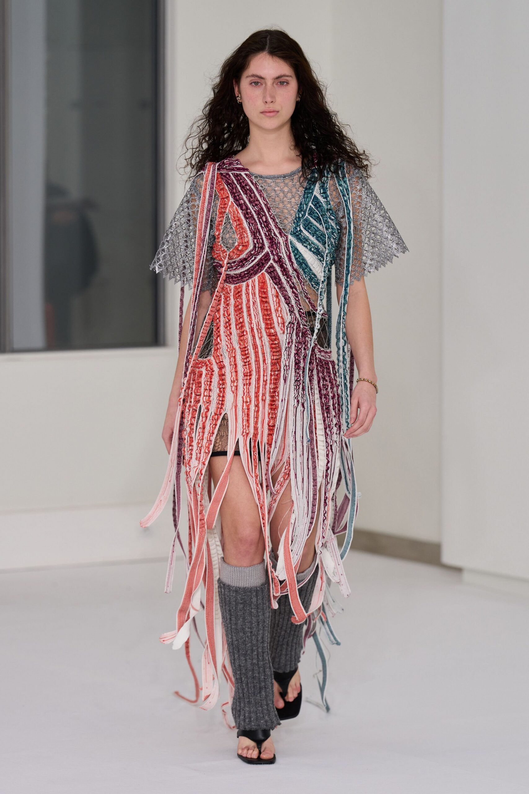 red cotton sleeveless v-neck relaxed fringed layered dress