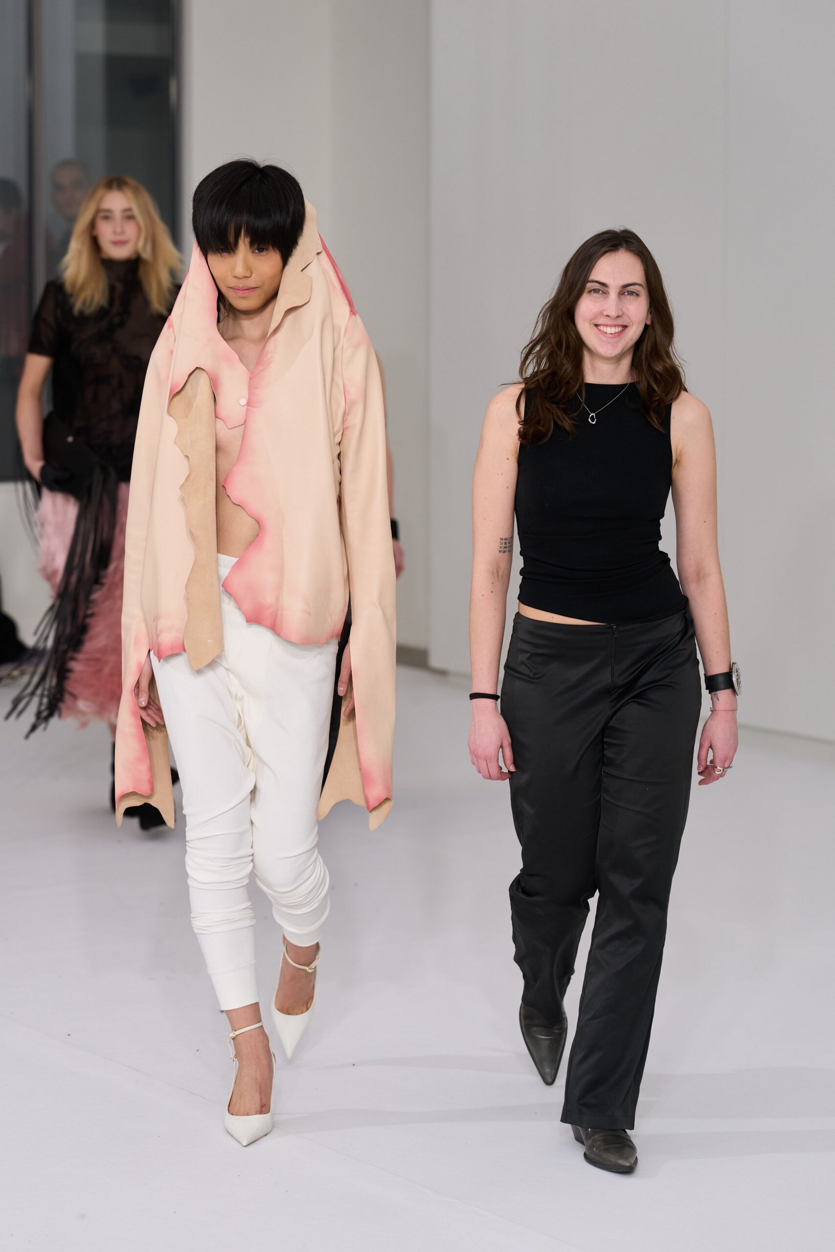 beige cotton long-sleeve hooded relaxed draped jacket