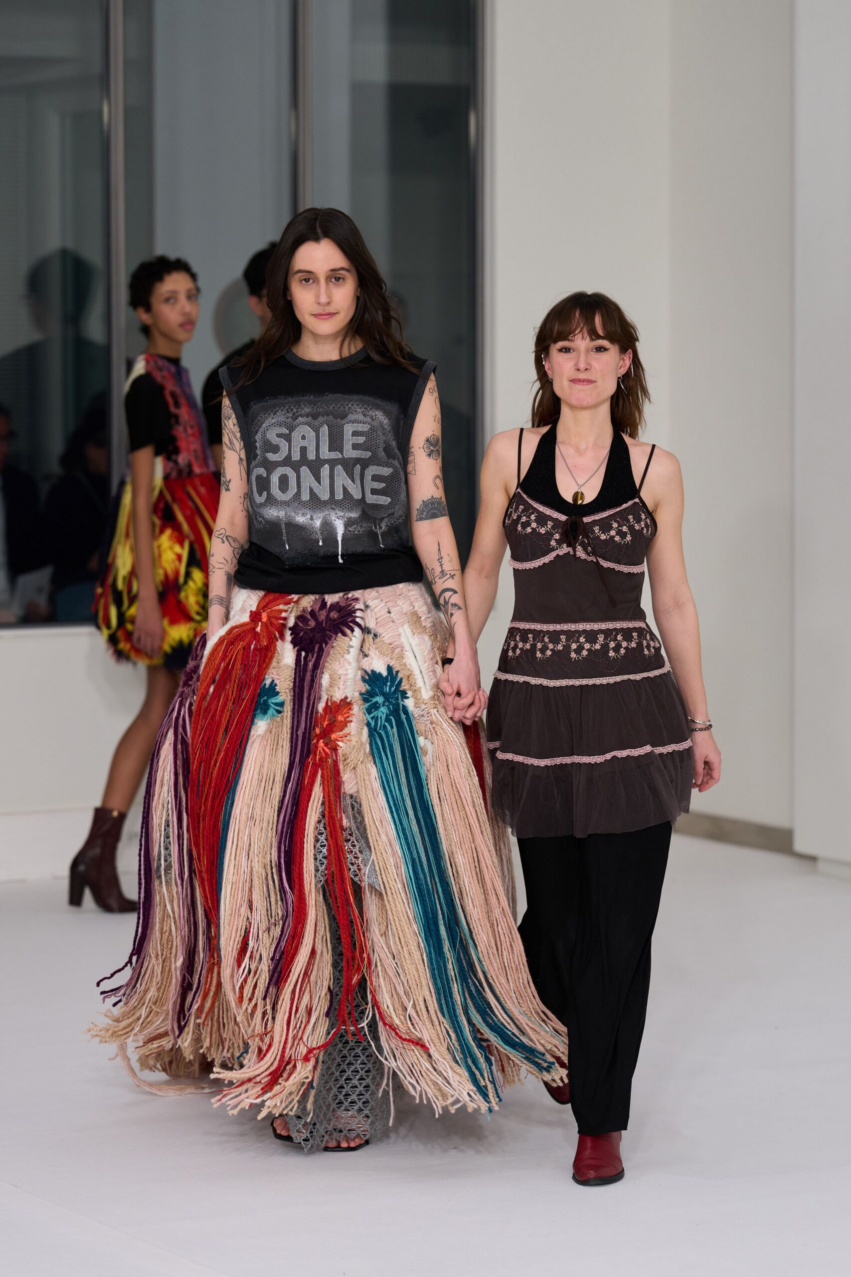 multi cotton relaxed fringed maxi skirt